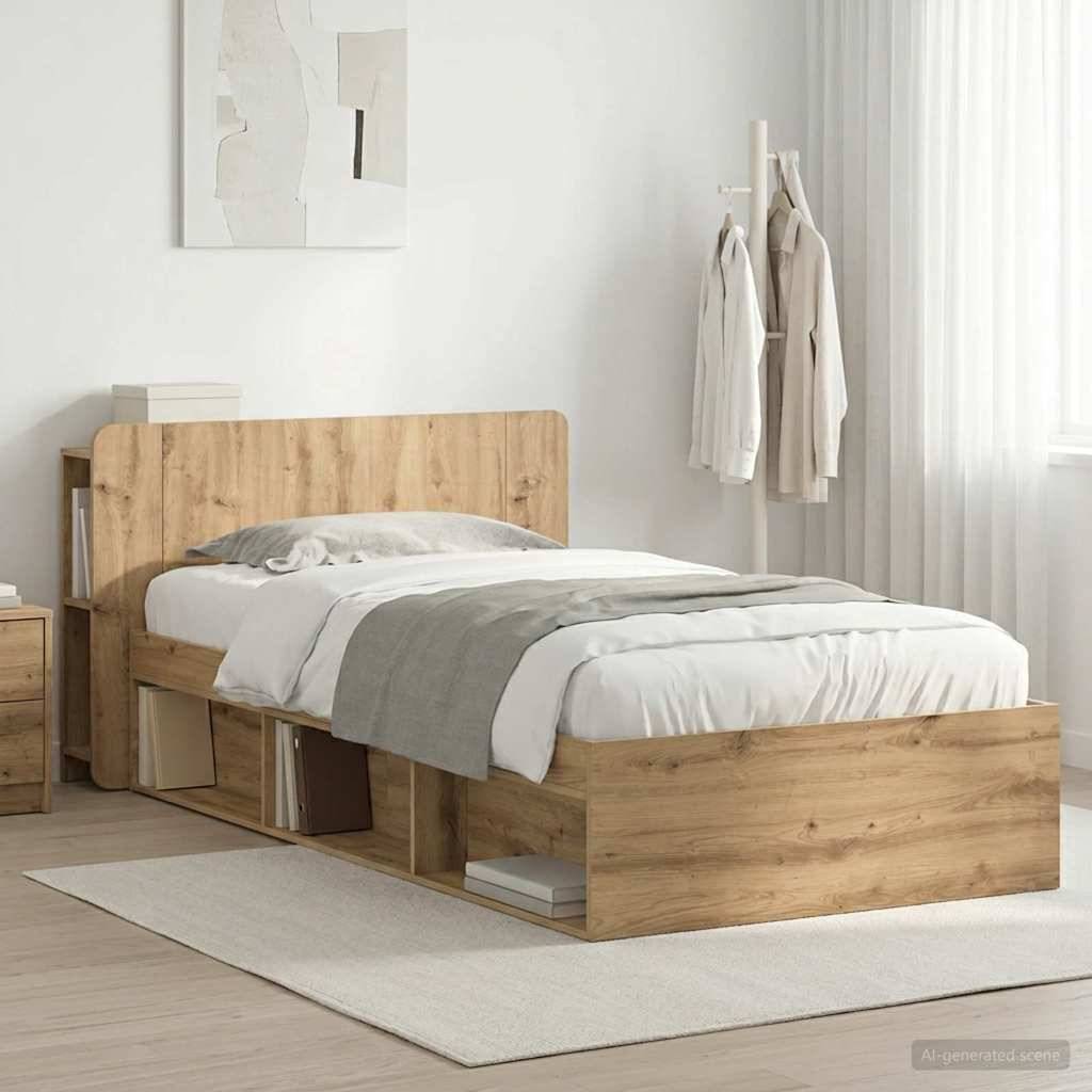 vidaXL Bettgestell mit Stauraum Artisan-Eiche 100 x 200 cm