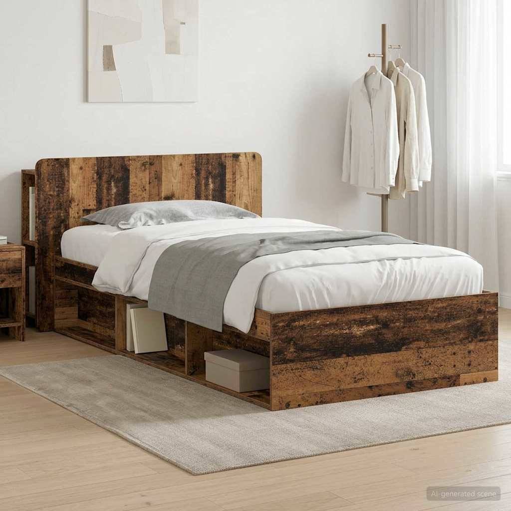 vidaXL Bettgestell mit Stauraum Altholz 100 x 200 cm Holzwerkstoff