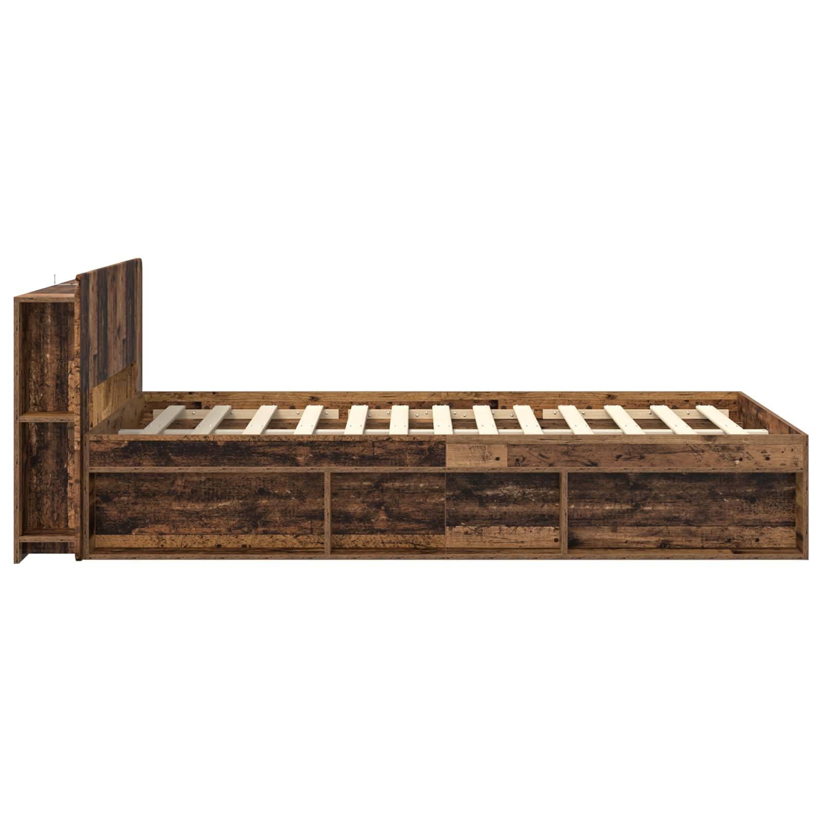 vidaXL Bettgestell mit Stauraum Altholz 120 x 190 cm Holzwerkstoff