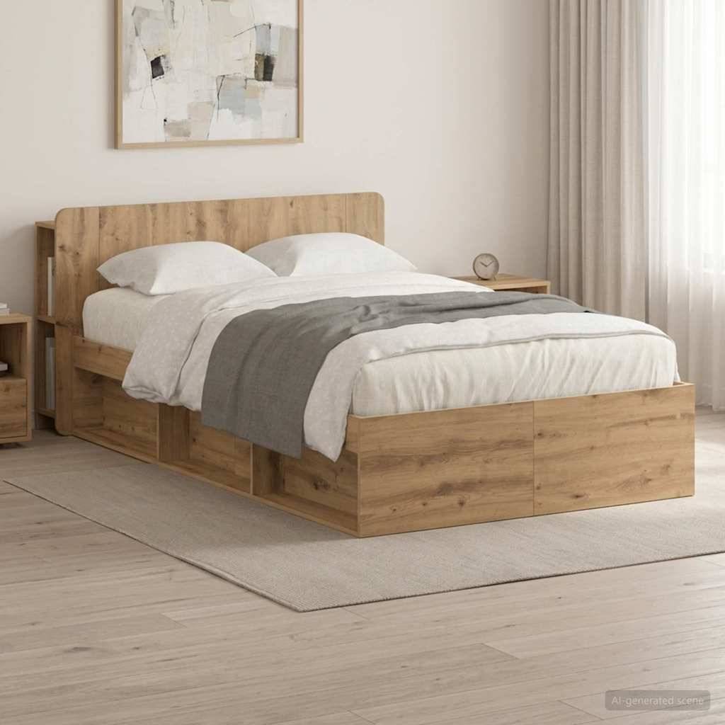vidaXL Bettgestell mit Stauraum Artisan-Eiche 120 x 200 cm