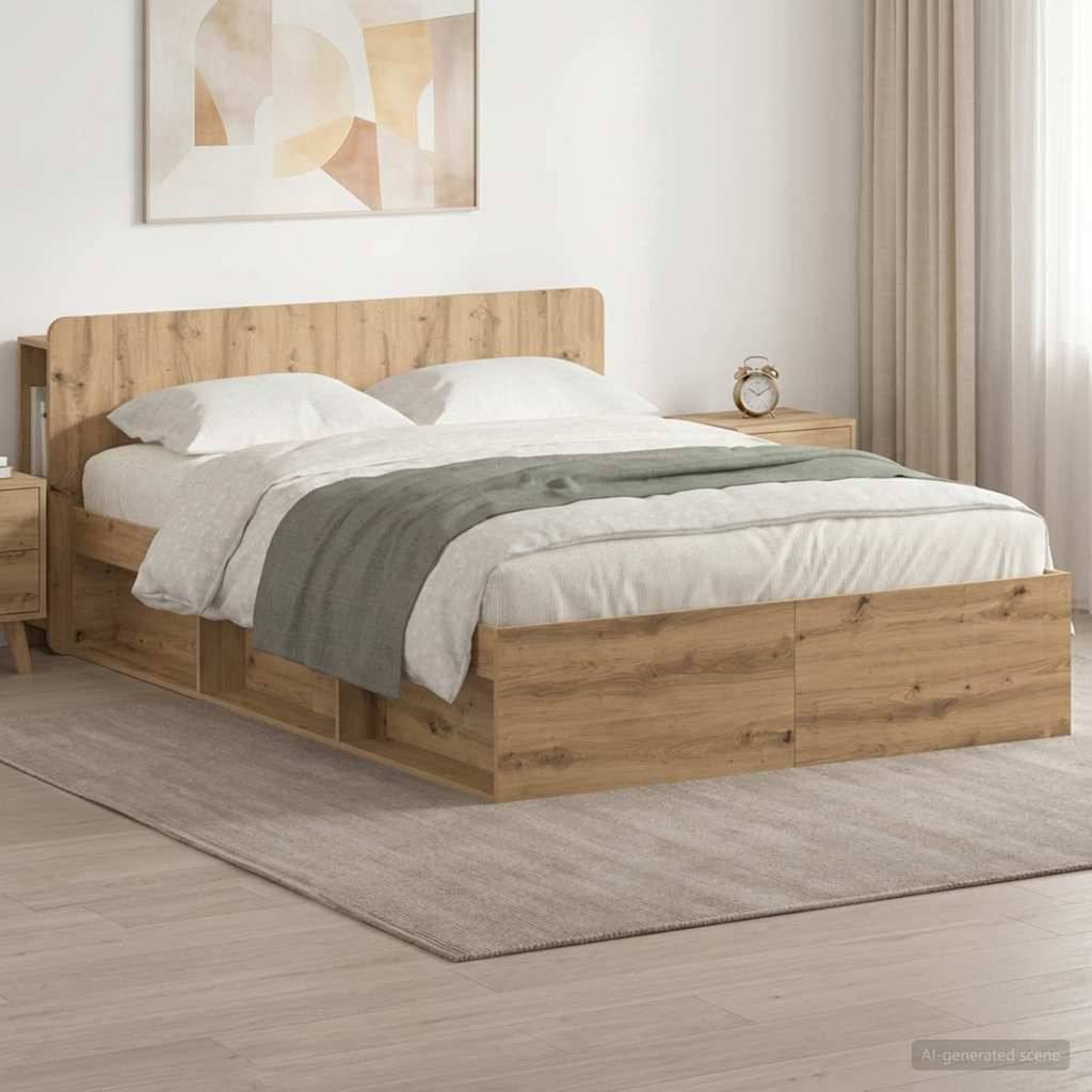 vidaXL Bettgestell mit Stauraum Artisan-Eiche 140 x 190 cm
