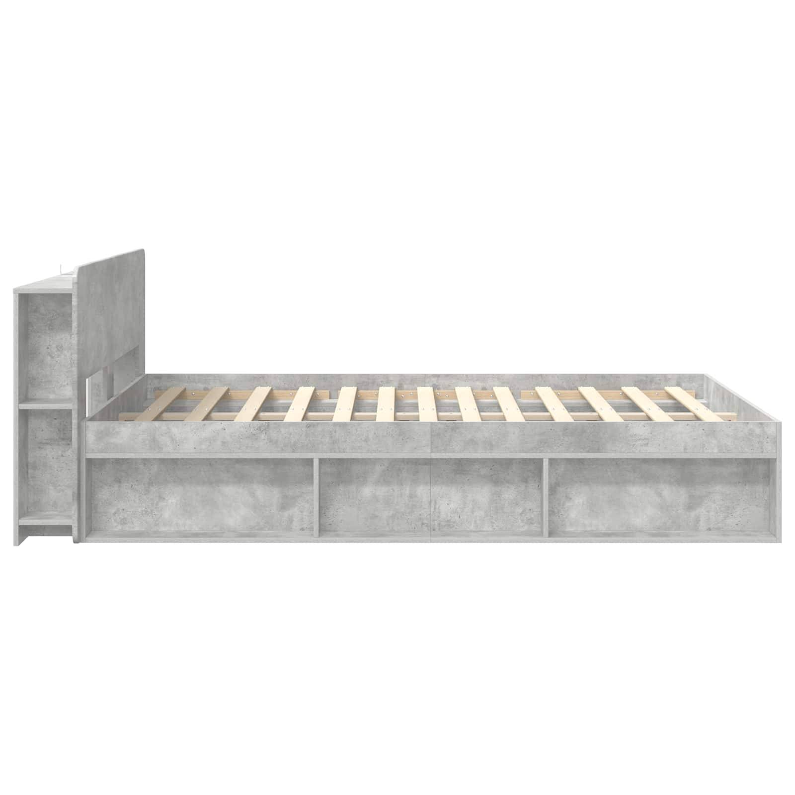 vidaXL Bettgestell mit Stauraum Betongrau 140 x 190 cm Holzwerkstoff
