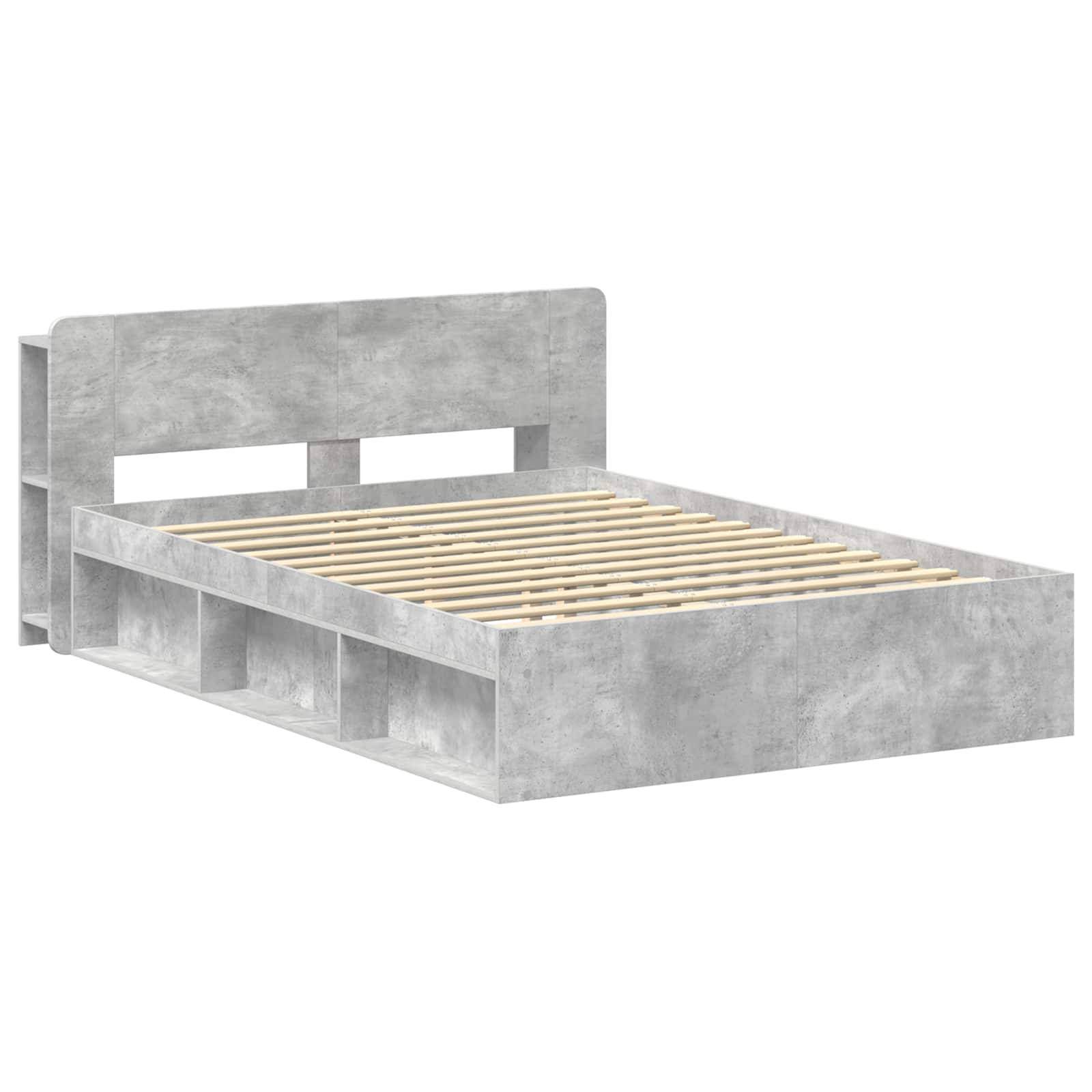 vidaXL Bettgestell mit Stauraum Betongrau 140 x 200 cm Holzwerkstoff