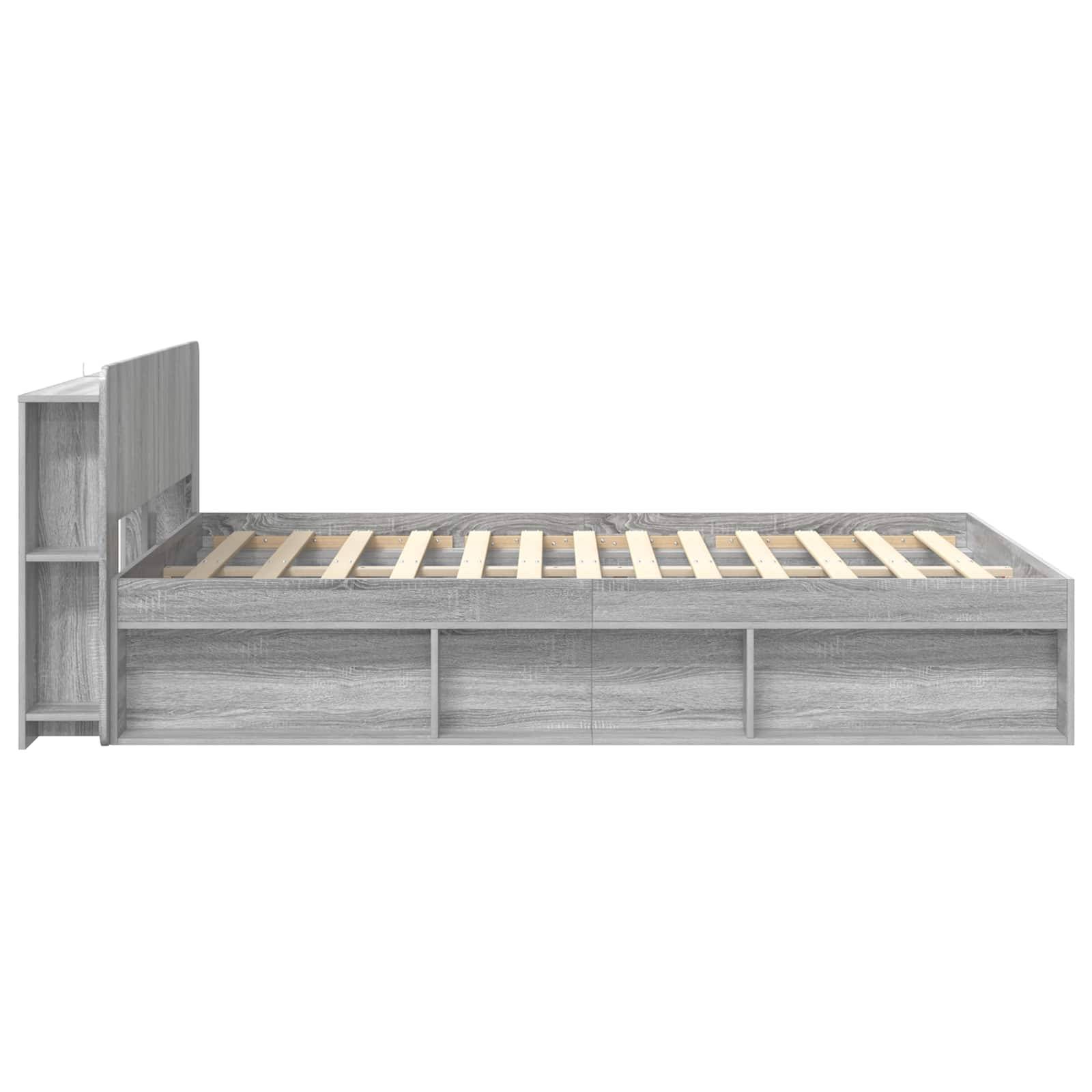 vidaXL Bettgestell mit Stauraum Grau Sonoma 160 x 200 cm Holzwerkstoff