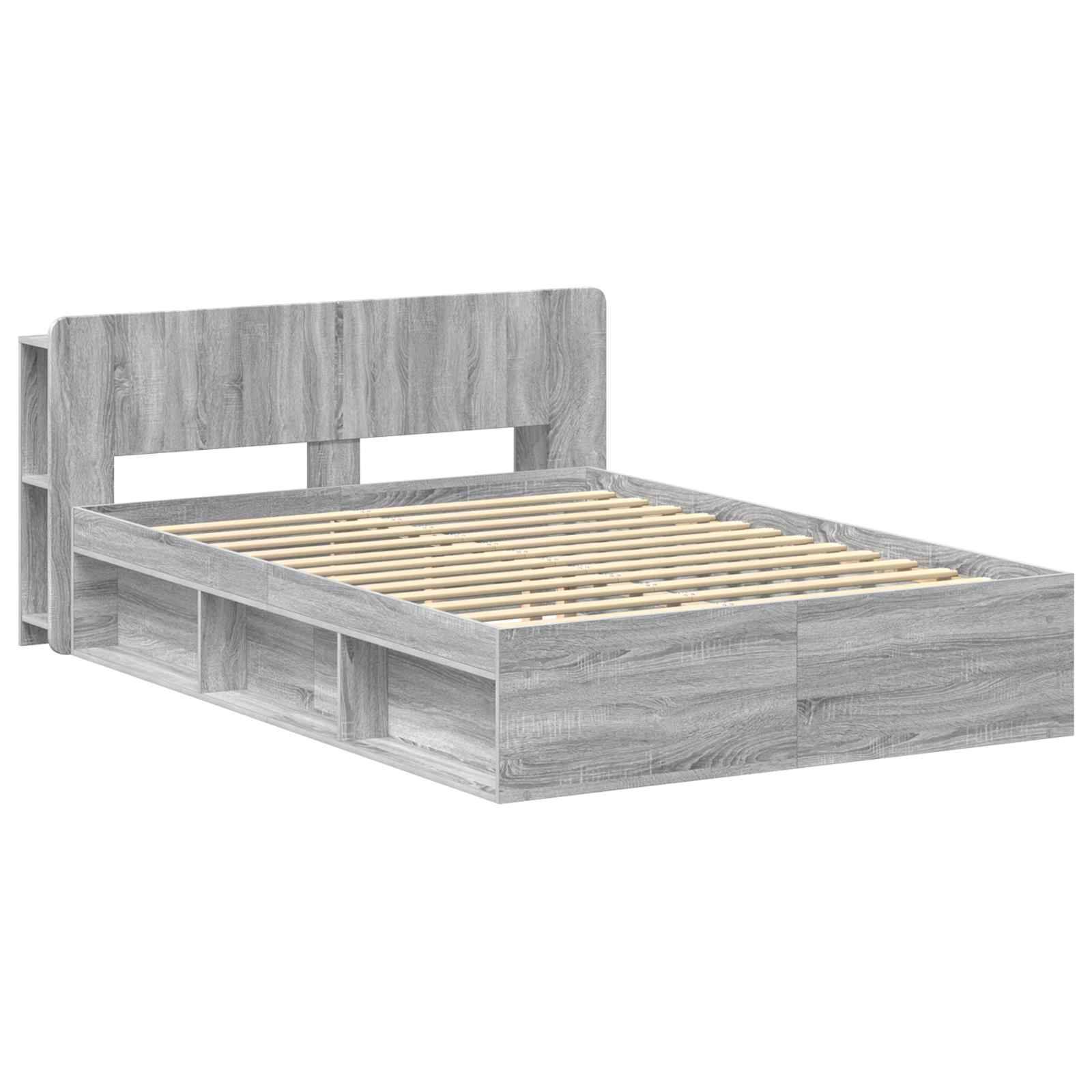 vidaXL Bettgestell mit Stauraum Grau Sonoma 150 x 200 cm Holzwerkstoff