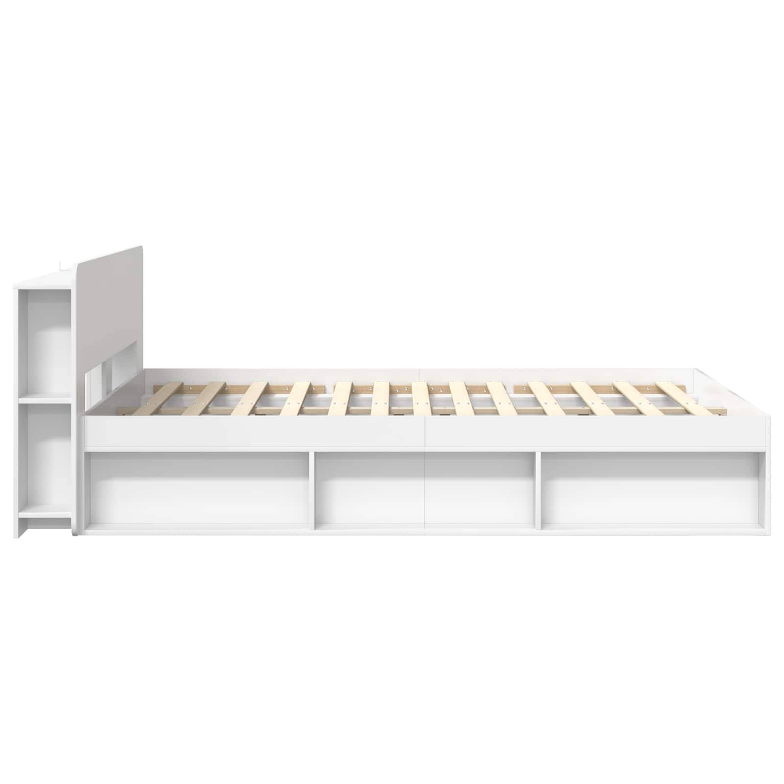 vidaXL Bettgestell mit Stauraum Weiß 160 x 200 cm Holzwerkstoff