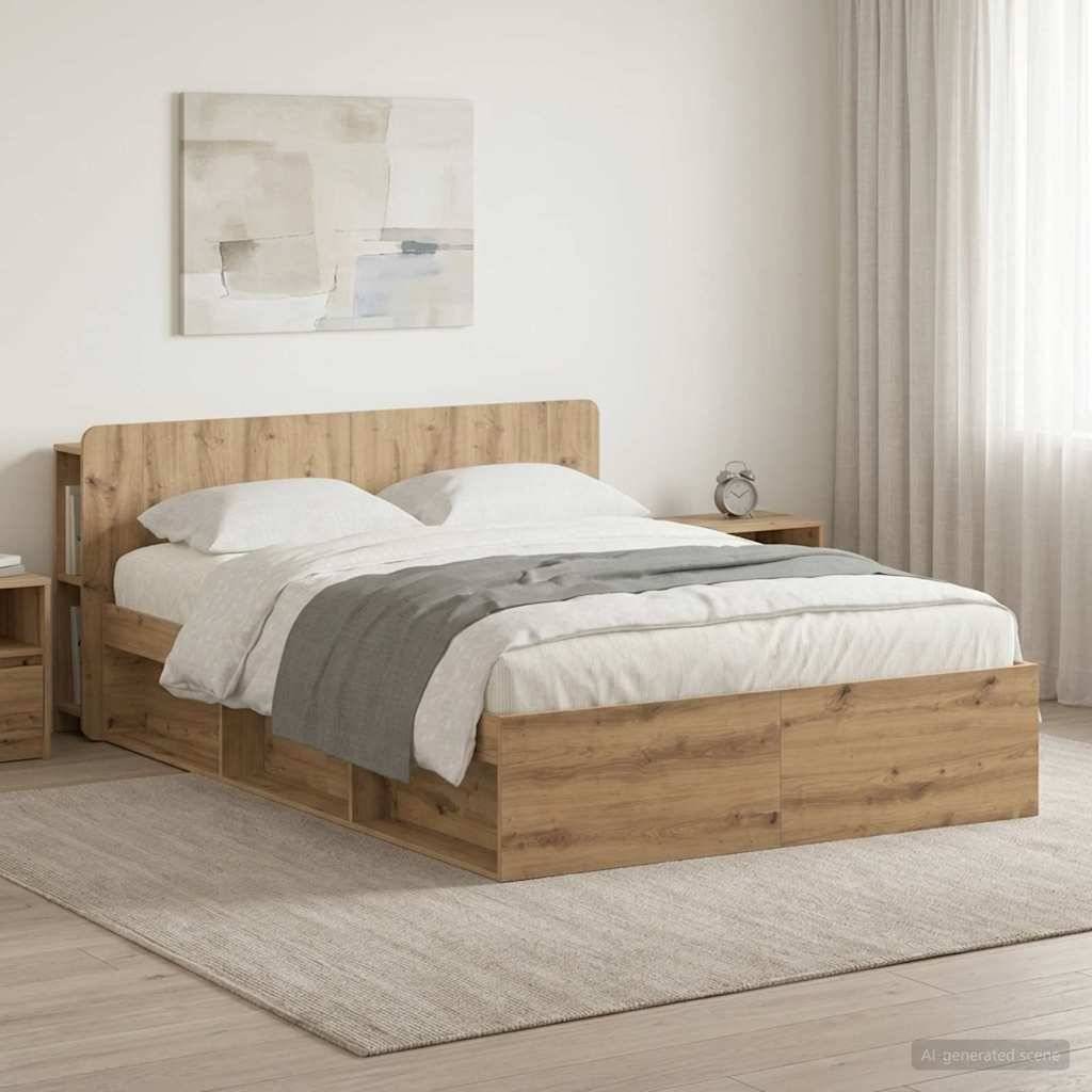 vidaXL Bettgestell mit Stauraum Artisan-Eiche 150 x 200 cm