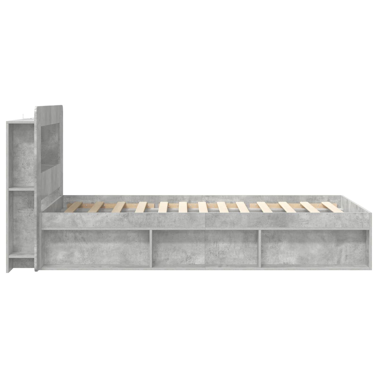 vidaXL Bettgestell mit Stauraum Betongrau 100 x 200 cm Holzwerkstoff