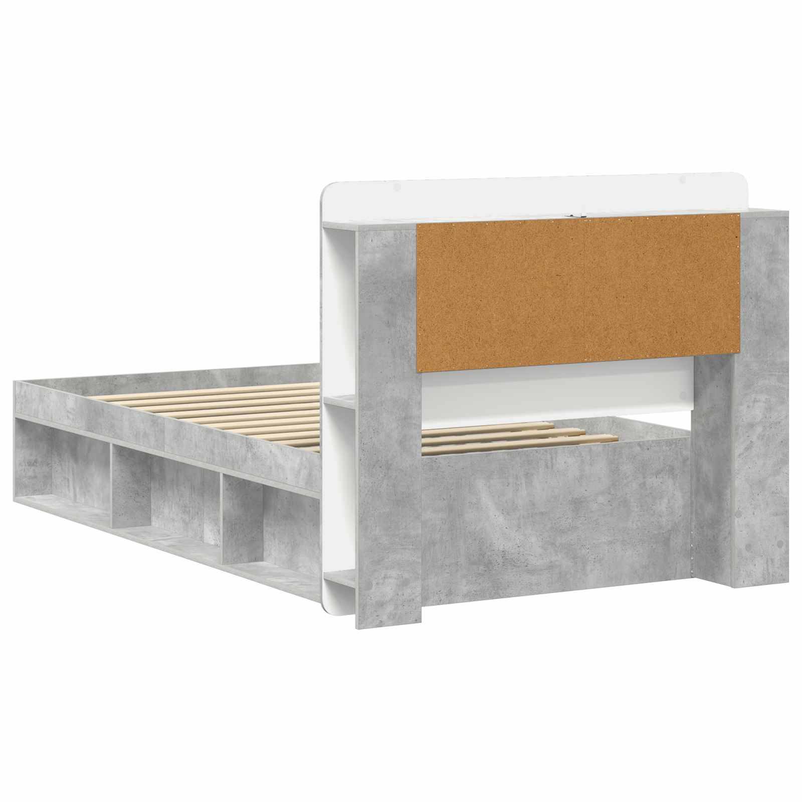 vidaXL Bettgestell mit Stauraum Betongrau 100 x 200 cm Holzwerkstoff