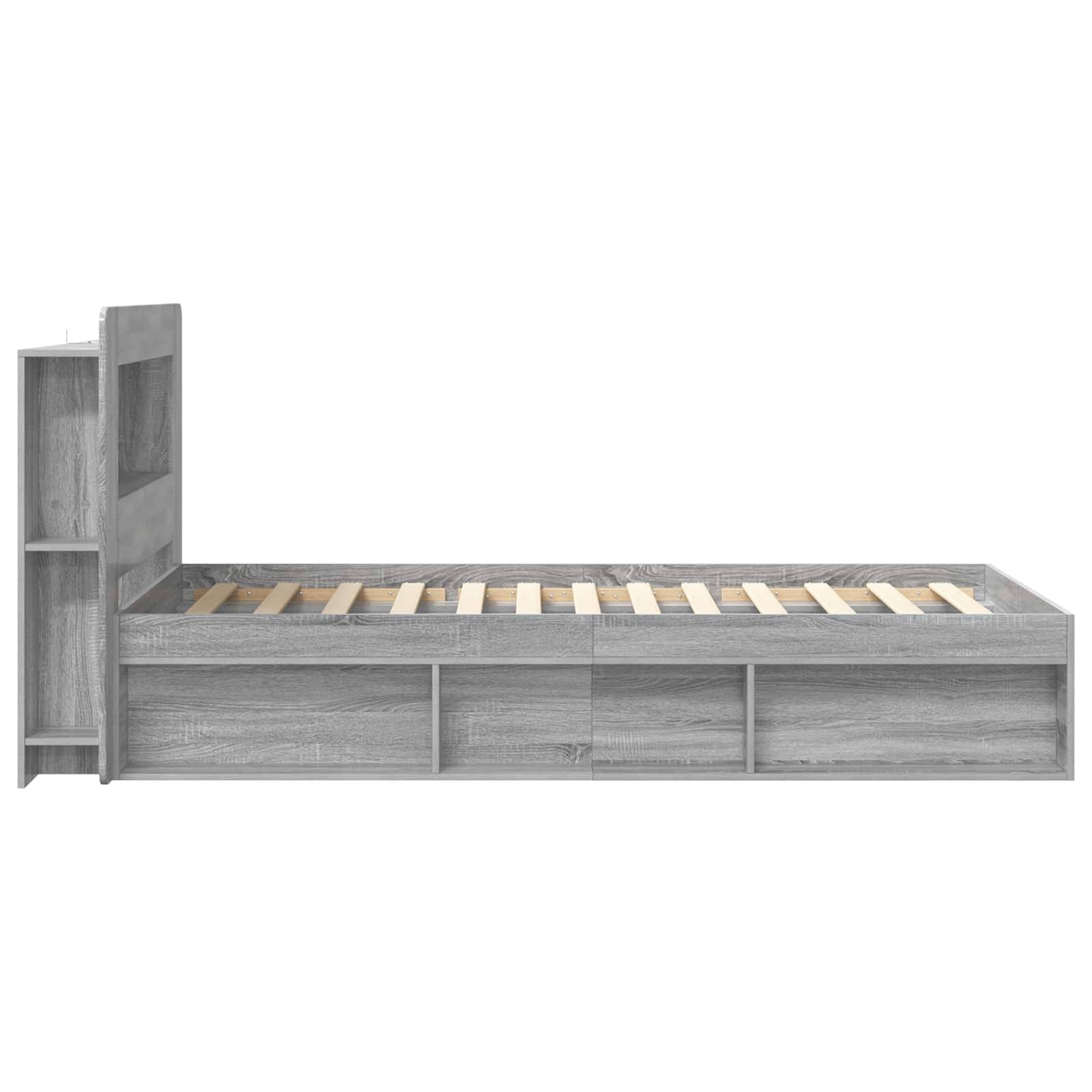 vidaXL Bettgestell mit Stauraum Grau Sonoma 80 x 200 cm Holzwerkstoff