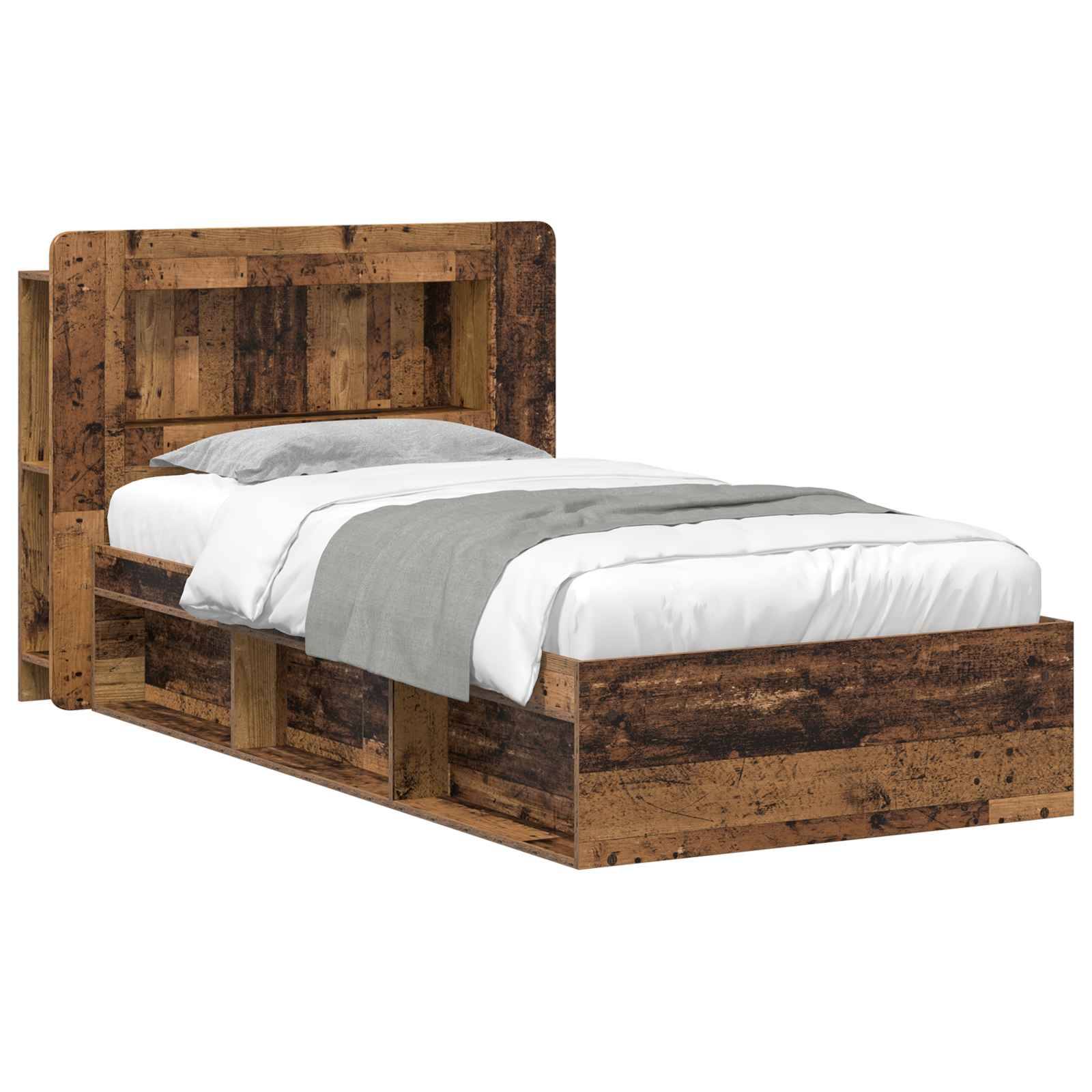 vidaXL Bettgestell mit Stauraum Altholz 90 x 190 cm Holzwerkstoff