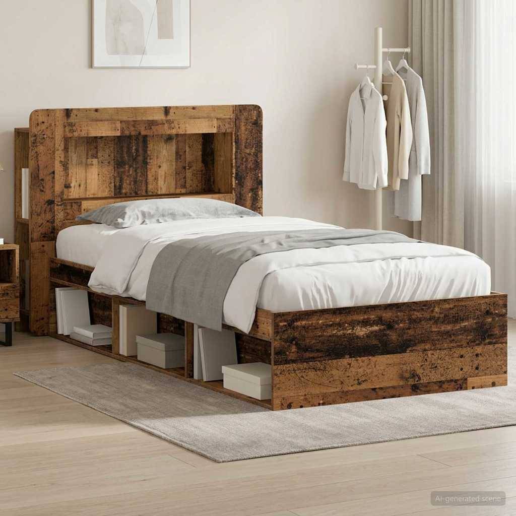 vidaXL Bettgestell mit Stauraum Altholz 75 x 190 cm Holzwerkstoff