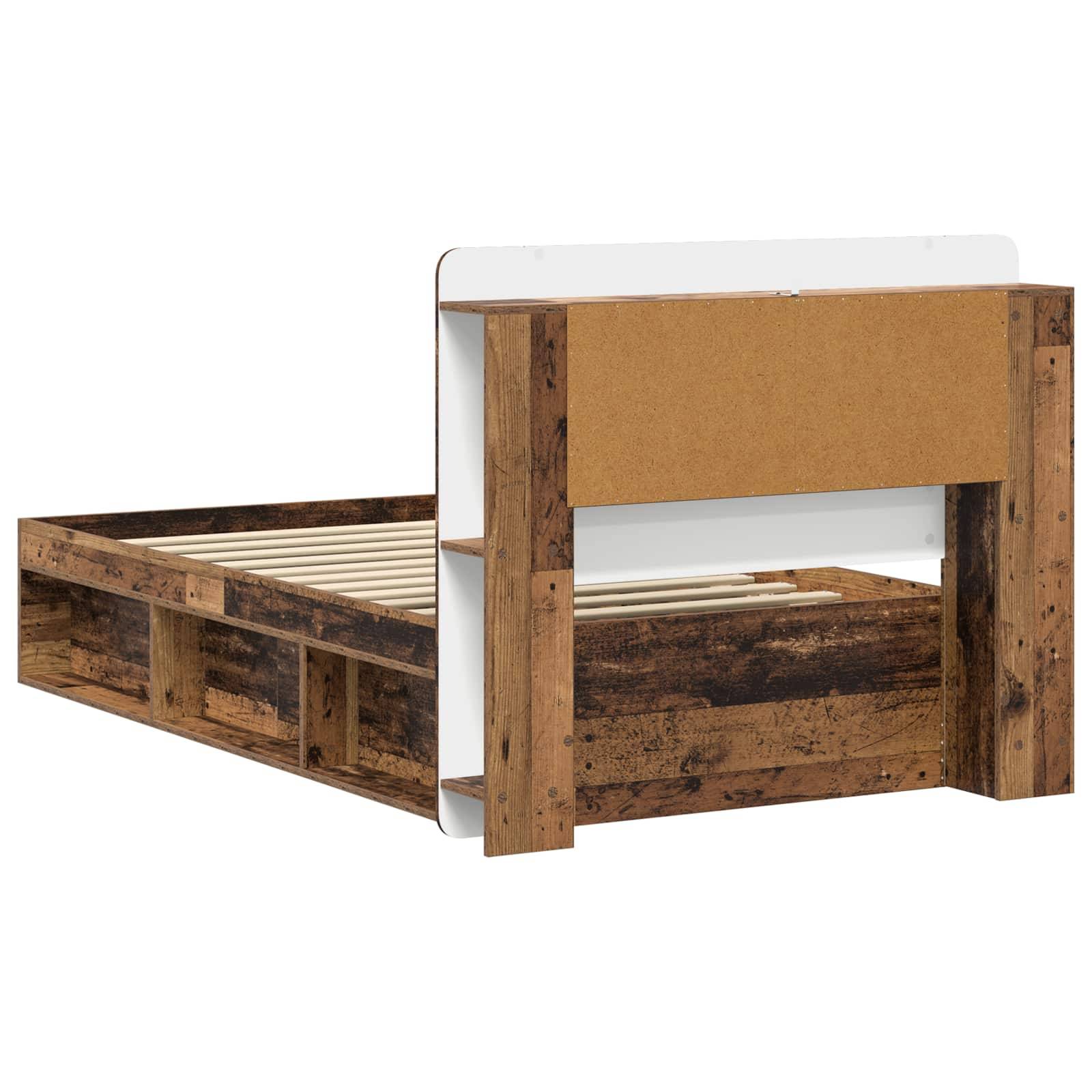 vidaXL Bettgestell mit Stauraum Altholz 90 x 190 cm Holzwerkstoff