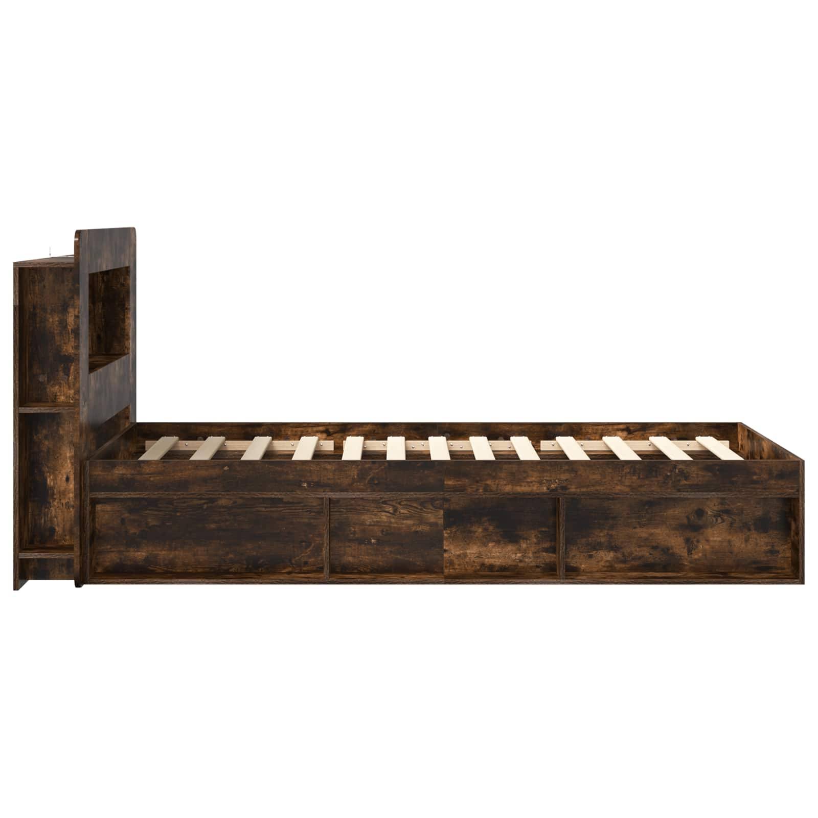 vidaXL Bettgestell mit Stauraum Geräucherte Eiche 90 x 190 cm