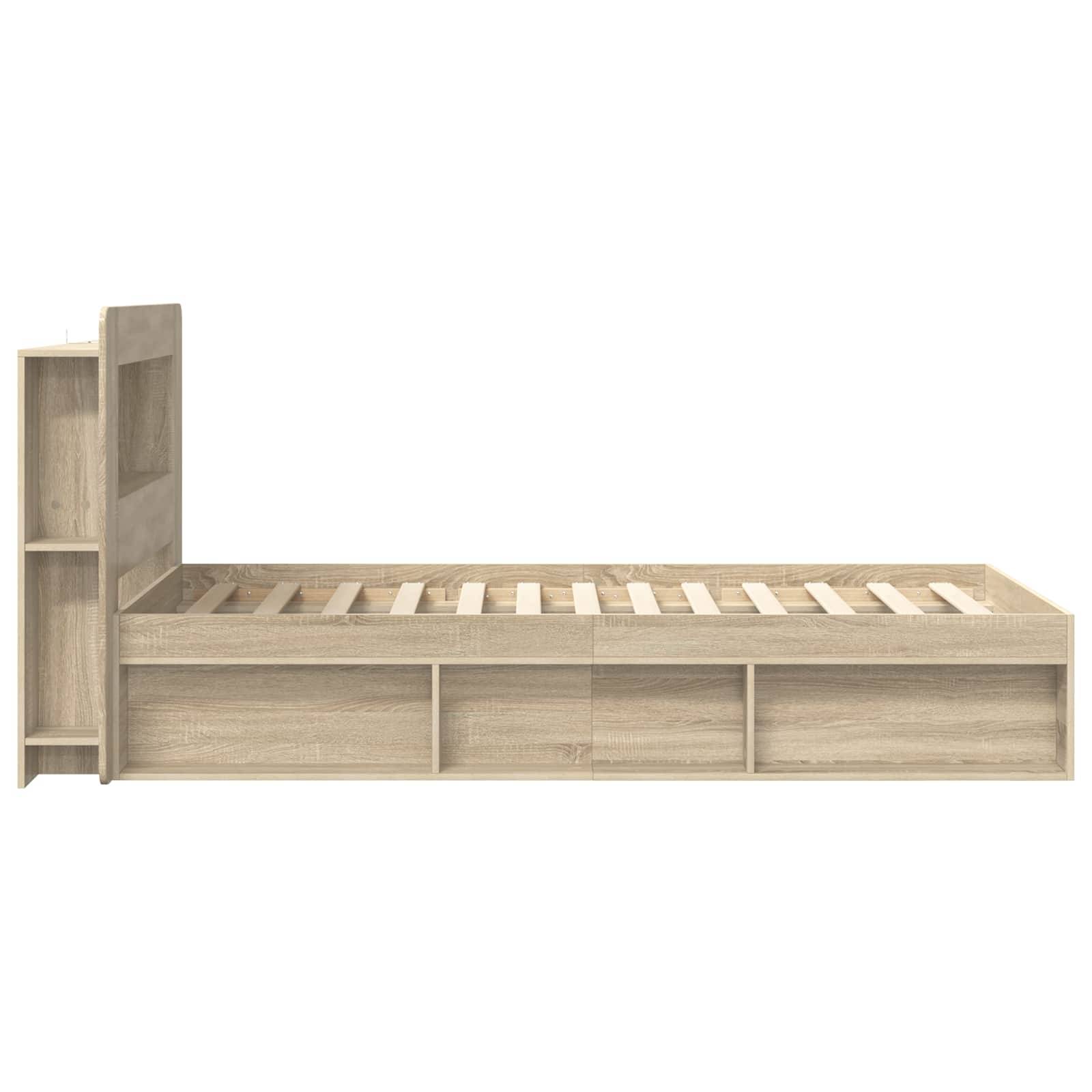 vidaXL Bettgestell mit Stauraum Sonoma-Eiche 80 x 200 cm Holzwerkstoff