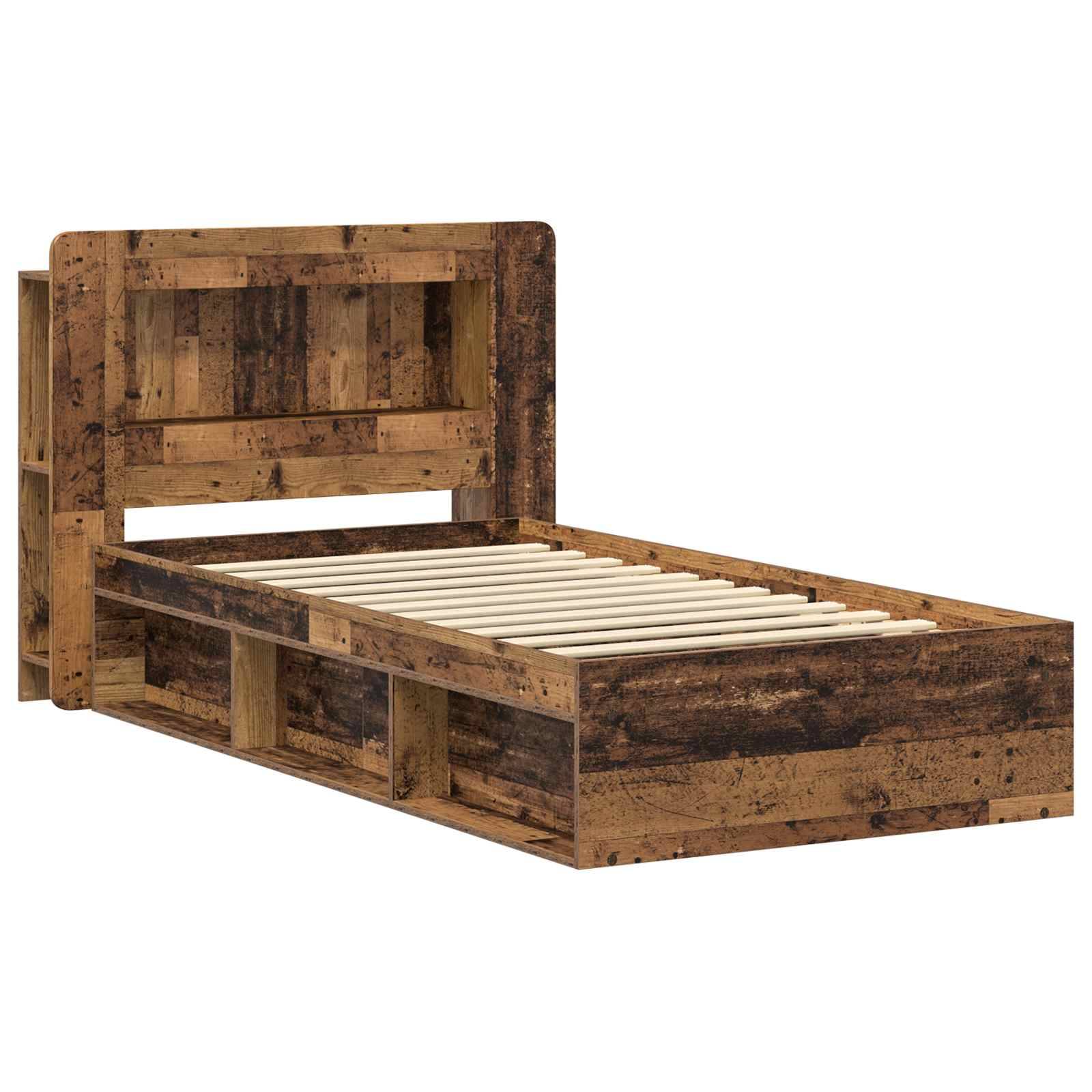 vidaXL Bettgestell mit Stauraum Altholz 75 x 190 cm Holzwerkstoff