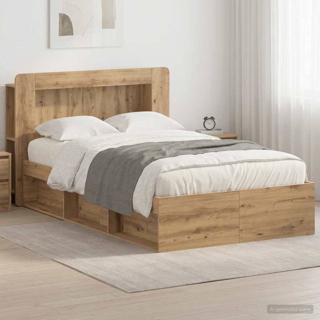 vidaXL Bettgestell mit Stauraum Artisan-Eiche 120 x 190 cm
