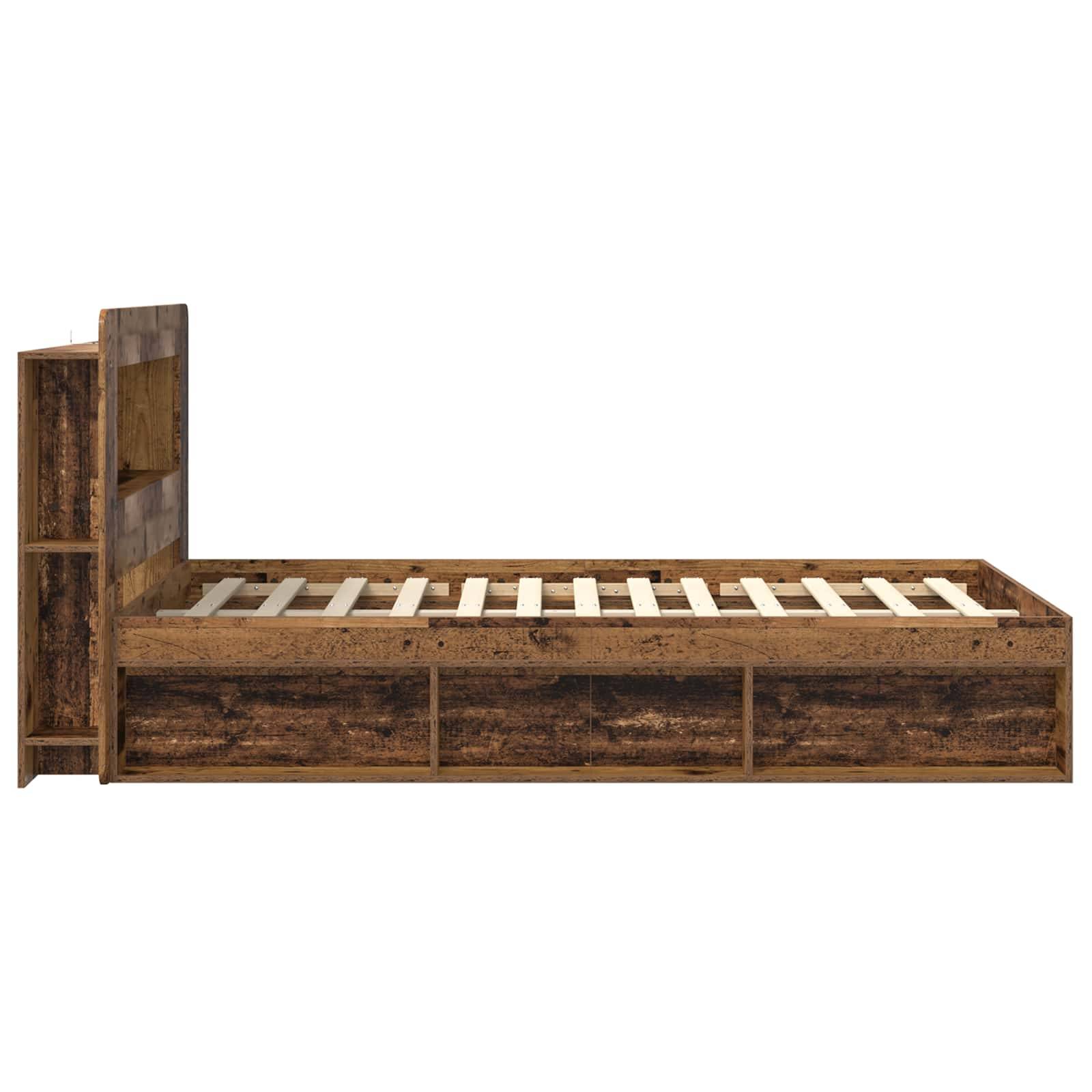 vidaXL Bettgestell mit Stauraum Altholz 120 x 200 cm Holzwerkstoff