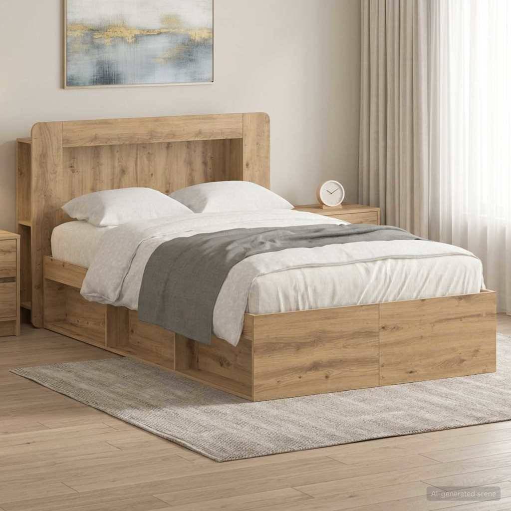 vidaXL Bettgestell mit Stauraum Artisan-Eiche 120 x 200 cm