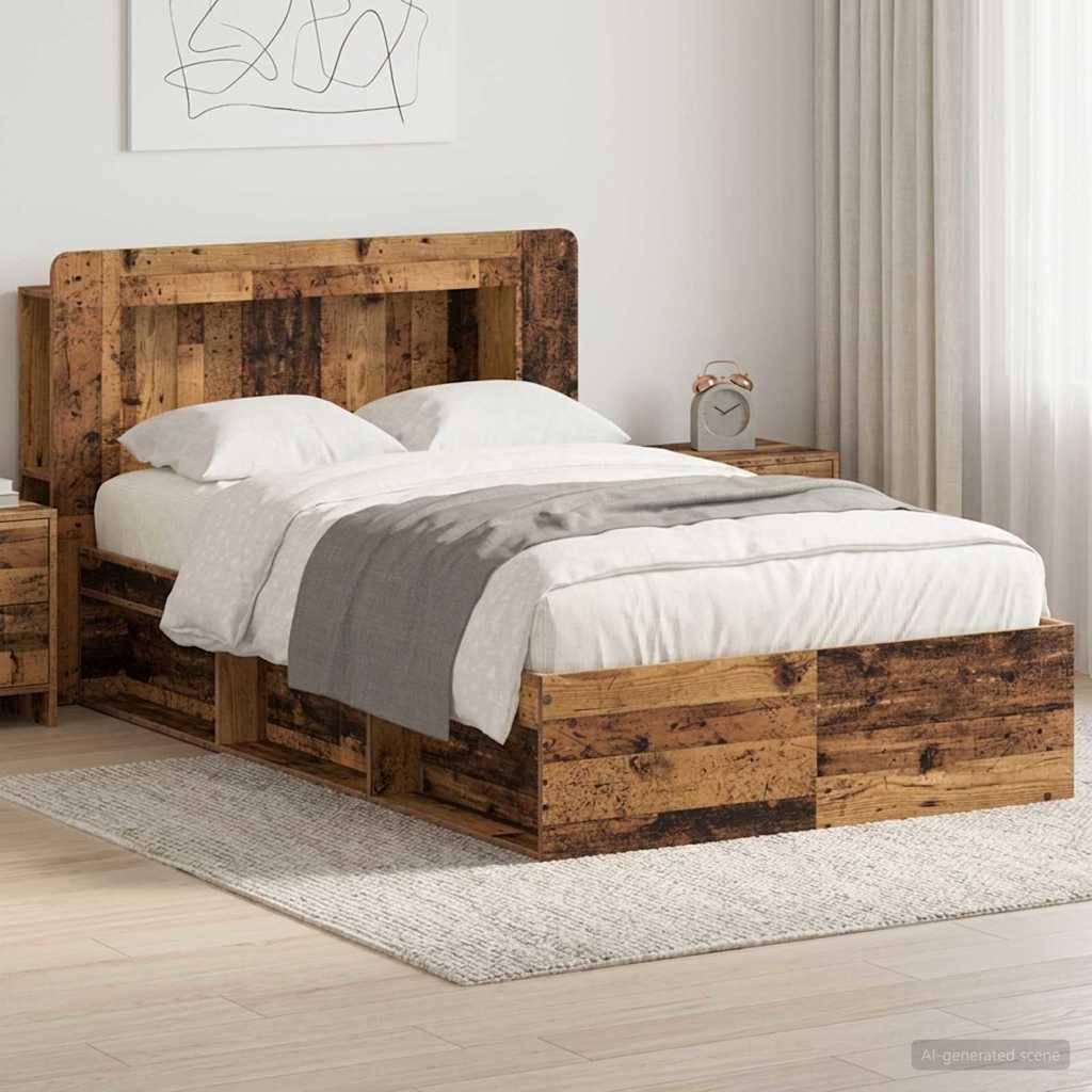 vidaXL Bettgestell mit Stauraum Altholz 120 x 200 cm Holzwerkstoff