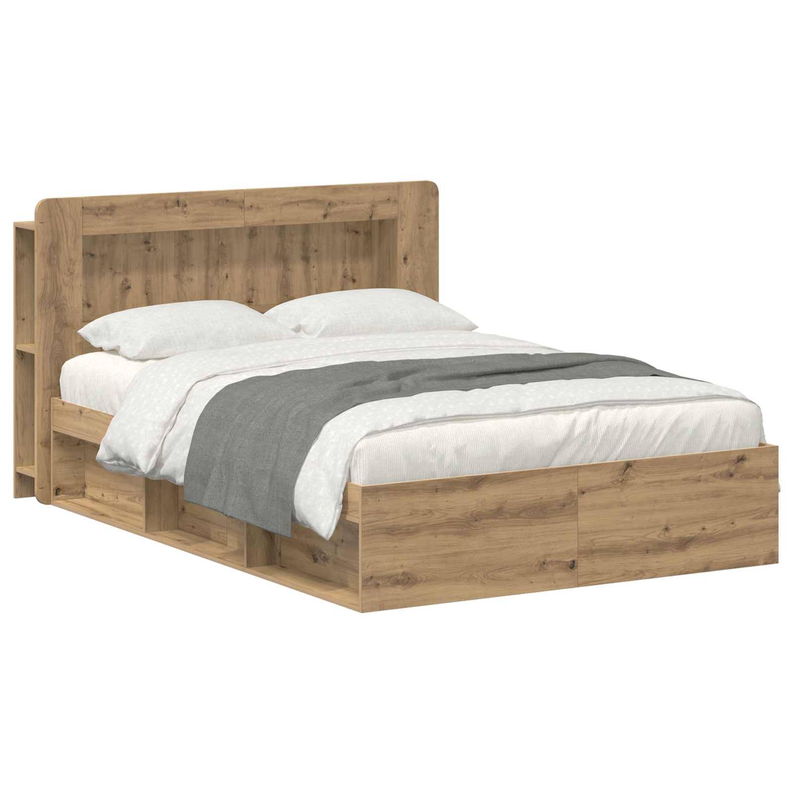 vidaXL Bettgestell mit Stauraum Artisan-Eiche 140 x 190 cm