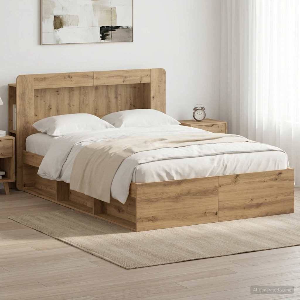 vidaXL Bettgestell mit Stauraum Artisan-Eiche 140 x 190 cm