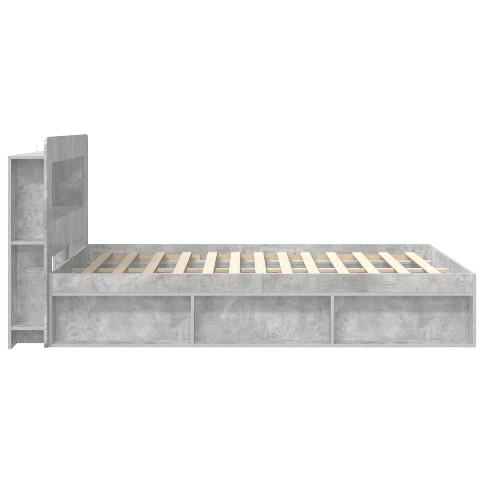 vidaXL Bettgestell mit Stauraum Betongrau 140 x 200 cm Holzwerkstoff
