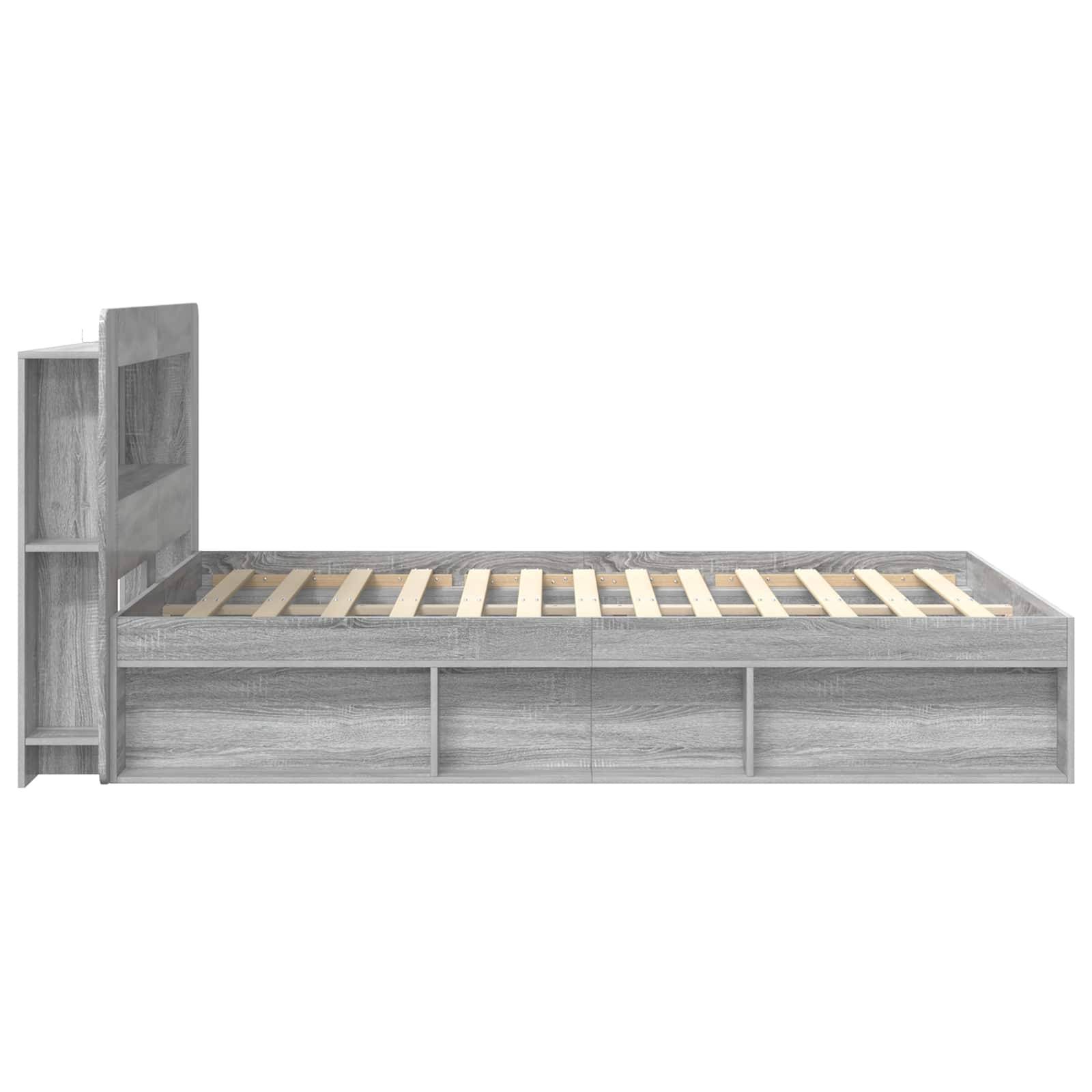 vidaXL Bettgestell mit Stauraum Grau Sonoma 140 x 200 cm Holzwerkstoff