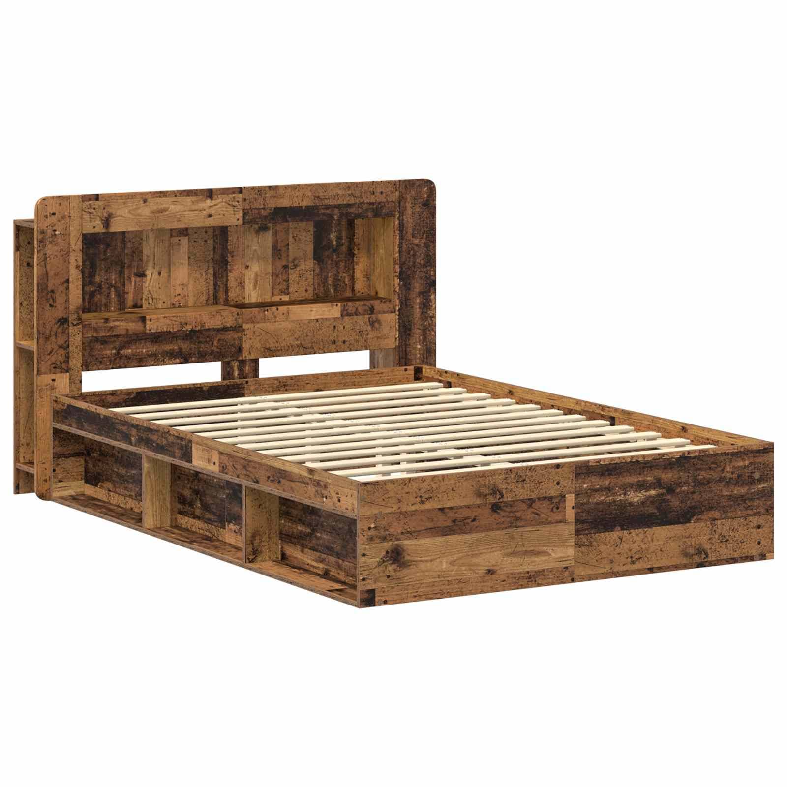 vidaXL Bettgestell mit Stauraum Altholz 135 x 190 cm Holzwerkstoff