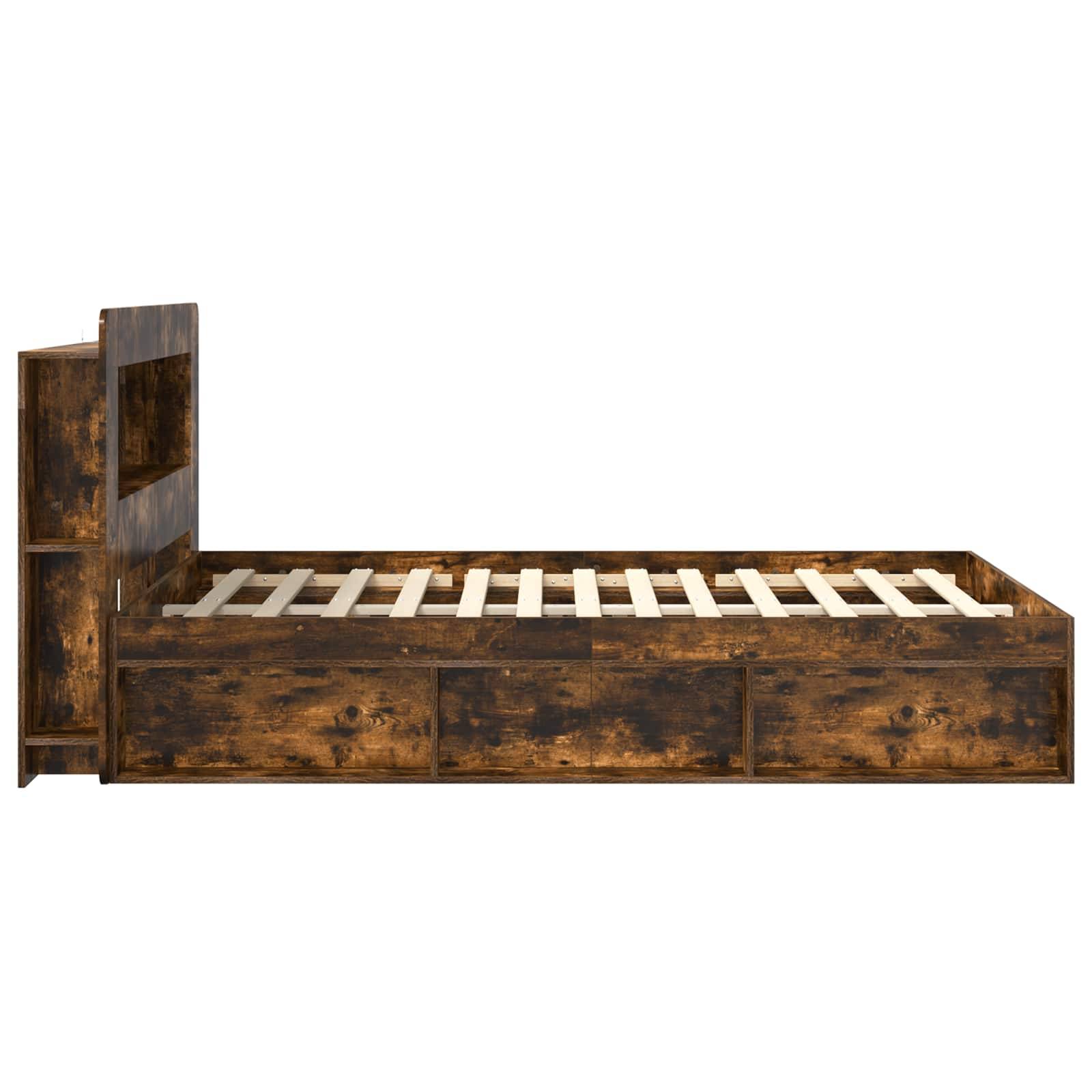 vidaXL Bettgestell mit Stauraum Geräucherte Eiche 140 x 190 cm