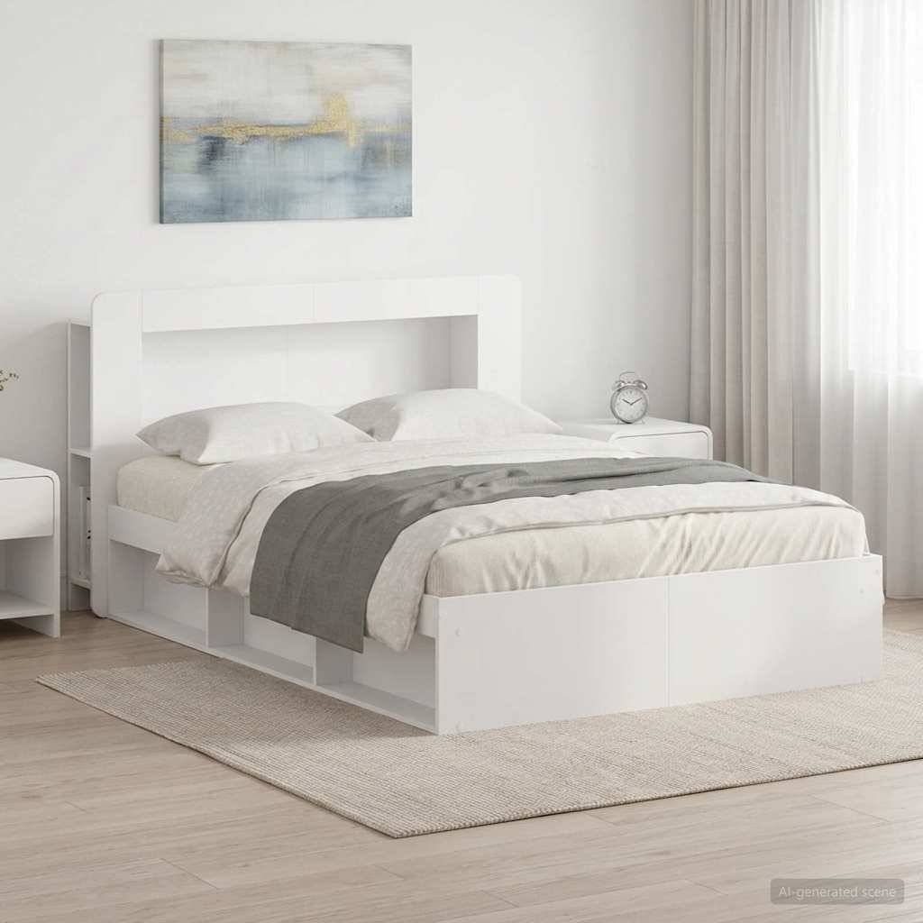 vidaXL Bettgestell mit Stauraum Weiß 160 x 200 cm Holzwerkstoff