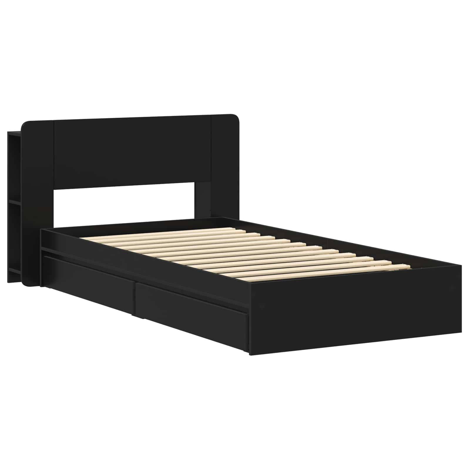 vidaXL Bettgestell mit Stauraum Schwarz 90 x 190 cm Holzwerkstoff