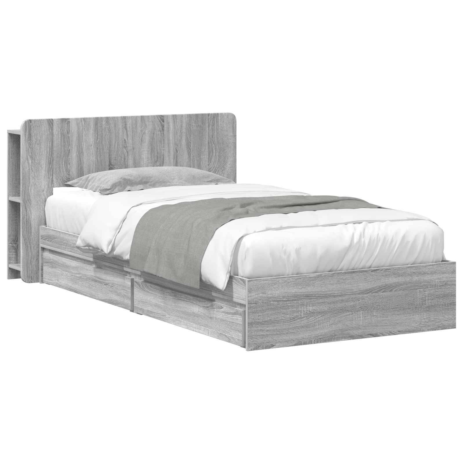 vidaXL Bettgestell mit Stauraum Grau Sonoma 90 x 200 cm Holzwerkstoff