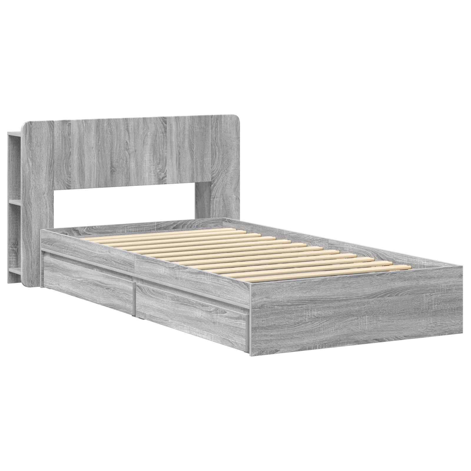 vidaXL Bettgestell mit Stauraum Grau Sonoma 90 x 200 cm Holzwerkstoff