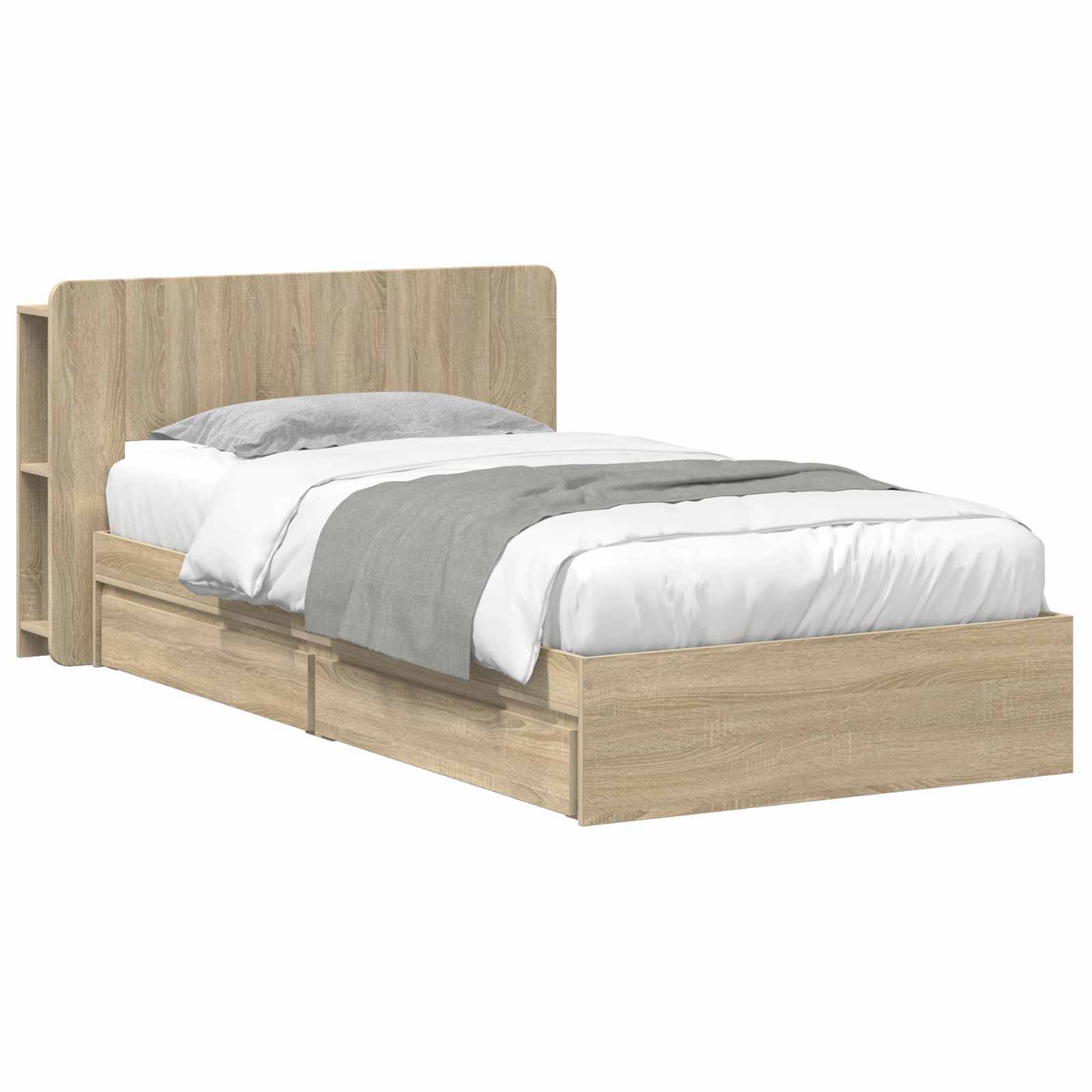 vidaXL Bettgestell mit Stauraum Sonoma-Eiche 90 x 190 cm Holzwerkstoff