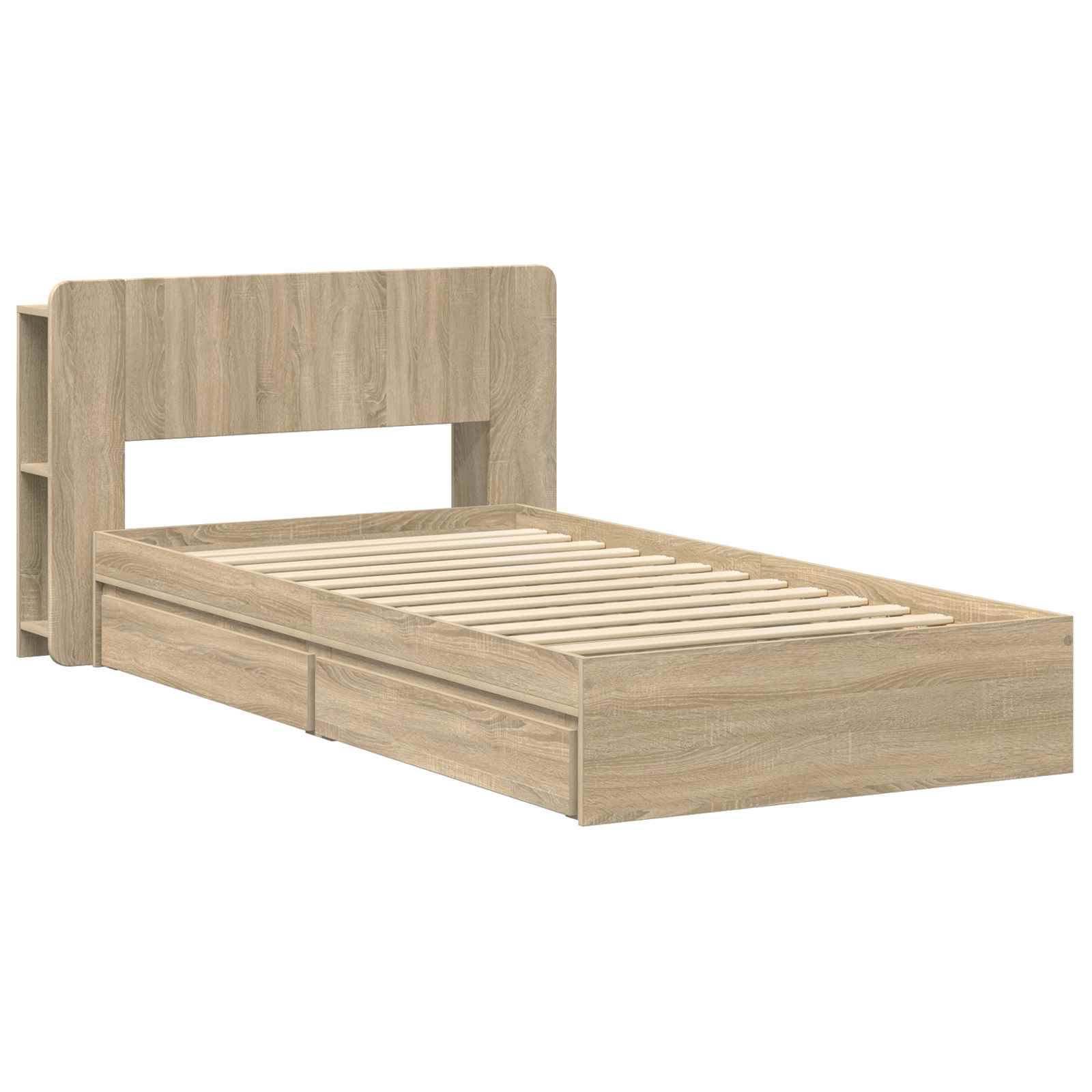 vidaXL Bettgestell mit Stauraum Sonoma-Eiche 90 x 190 cm Holzwerkstoff
