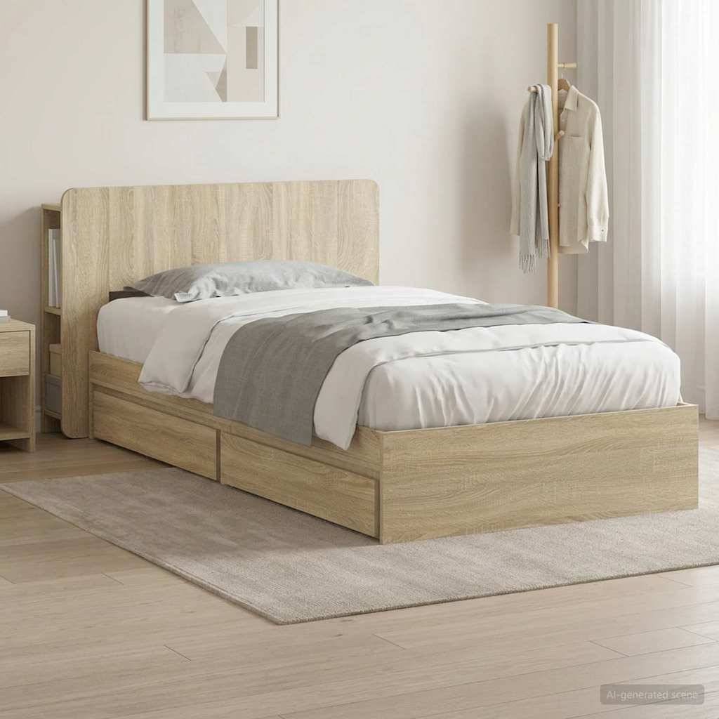 vidaXL Bettgestell mit Stauraum Sonoma-Eiche 90 x 190 cm Holzwerkstoff