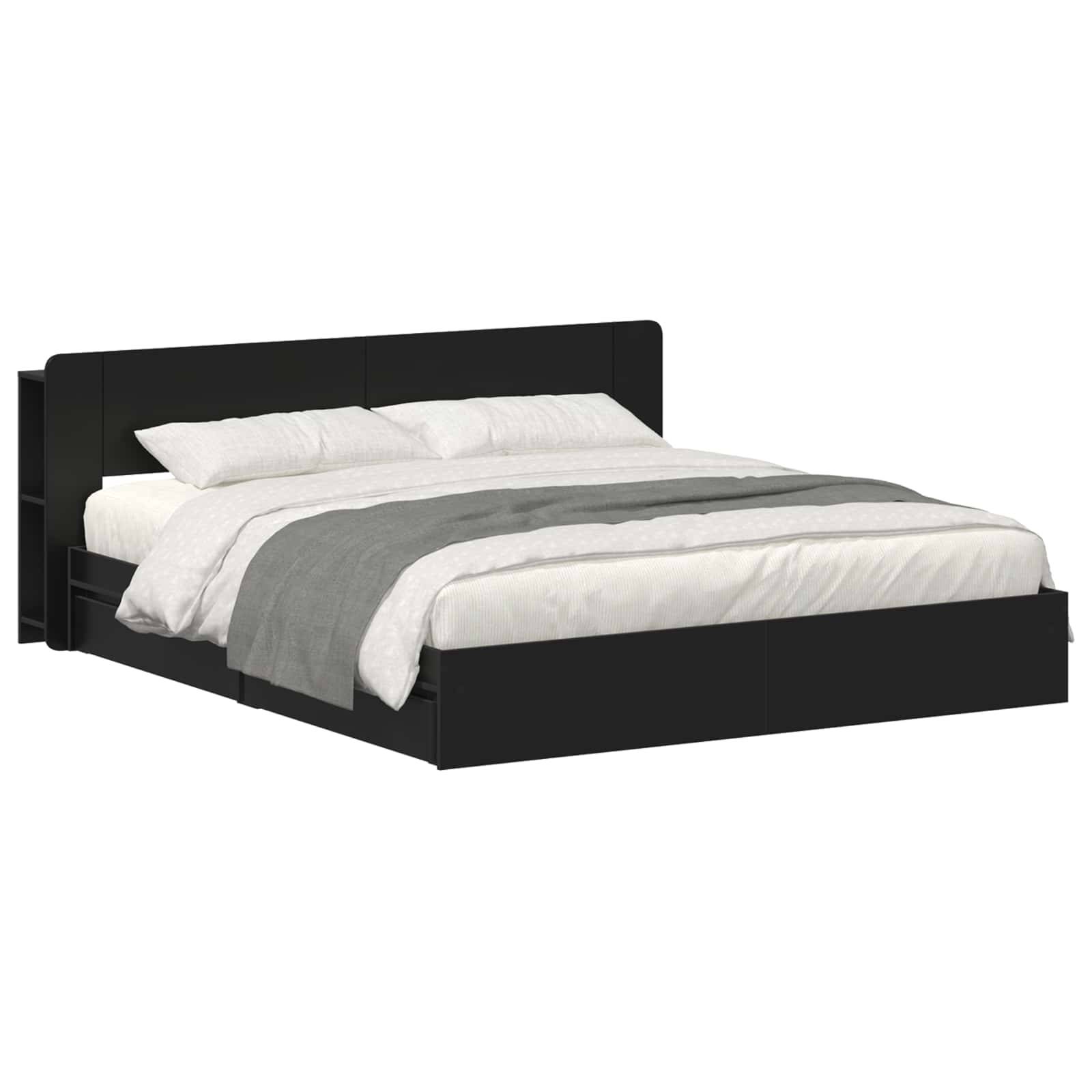 vidaXL Bettgestell mit Stauraum Schwarz 200 x 200 cm Holzwerkstoff