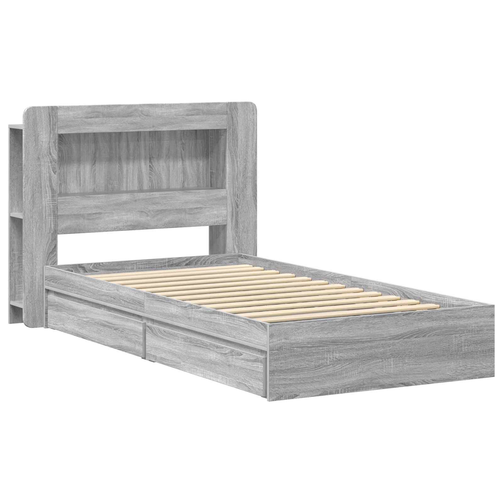 vidaXL Bettgestell mit Stauraum Grau Sonoma 90 x 190 cm Holzwerkstoff