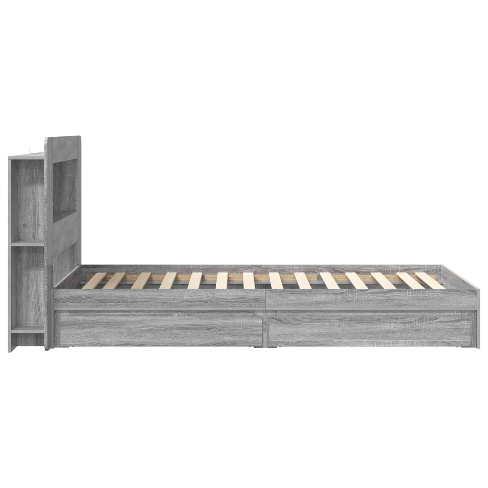 vidaXL Bettgestell mit Stauraum Grau Sonoma 100 x 200 cm Holzwerkstoff