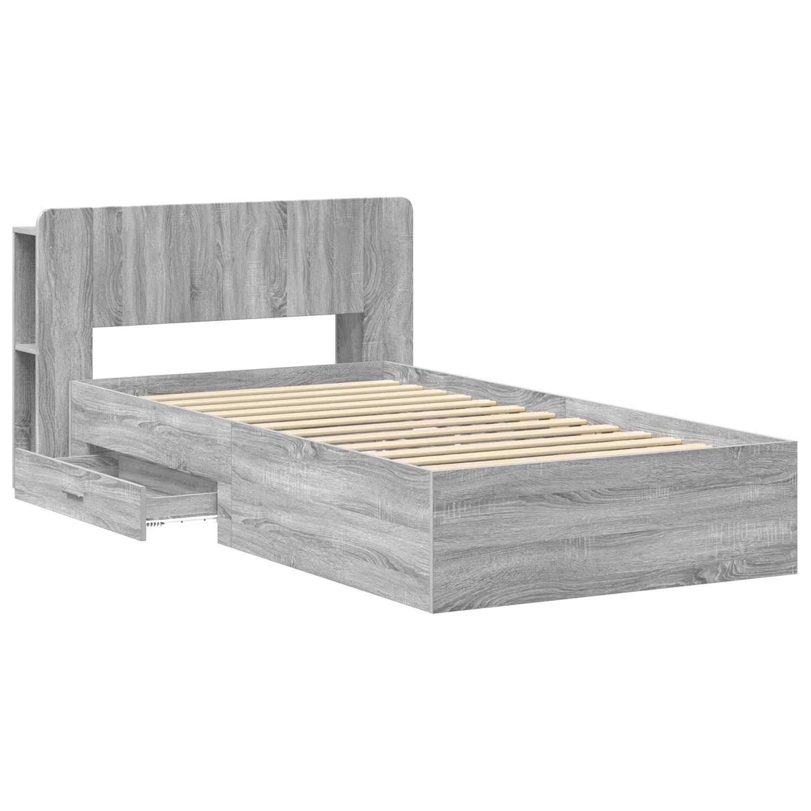 vidaXL Bettgestell mit Stauraum Grau Sonoma 90 x 190 cm Holzwerkstoff