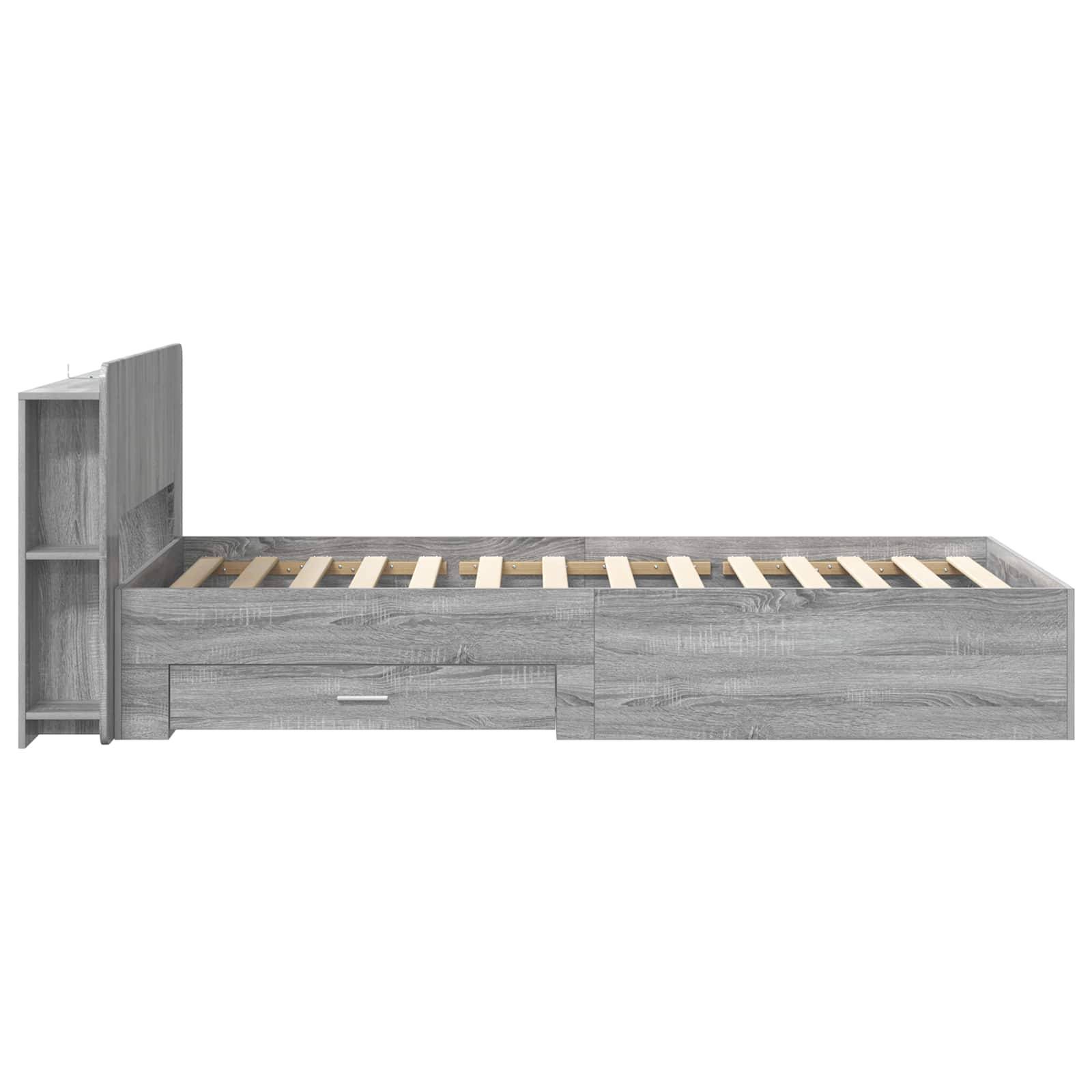 vidaXL Bettgestell mit Stauraum Grau Sonoma 90 x 190 cm Holzwerkstoff