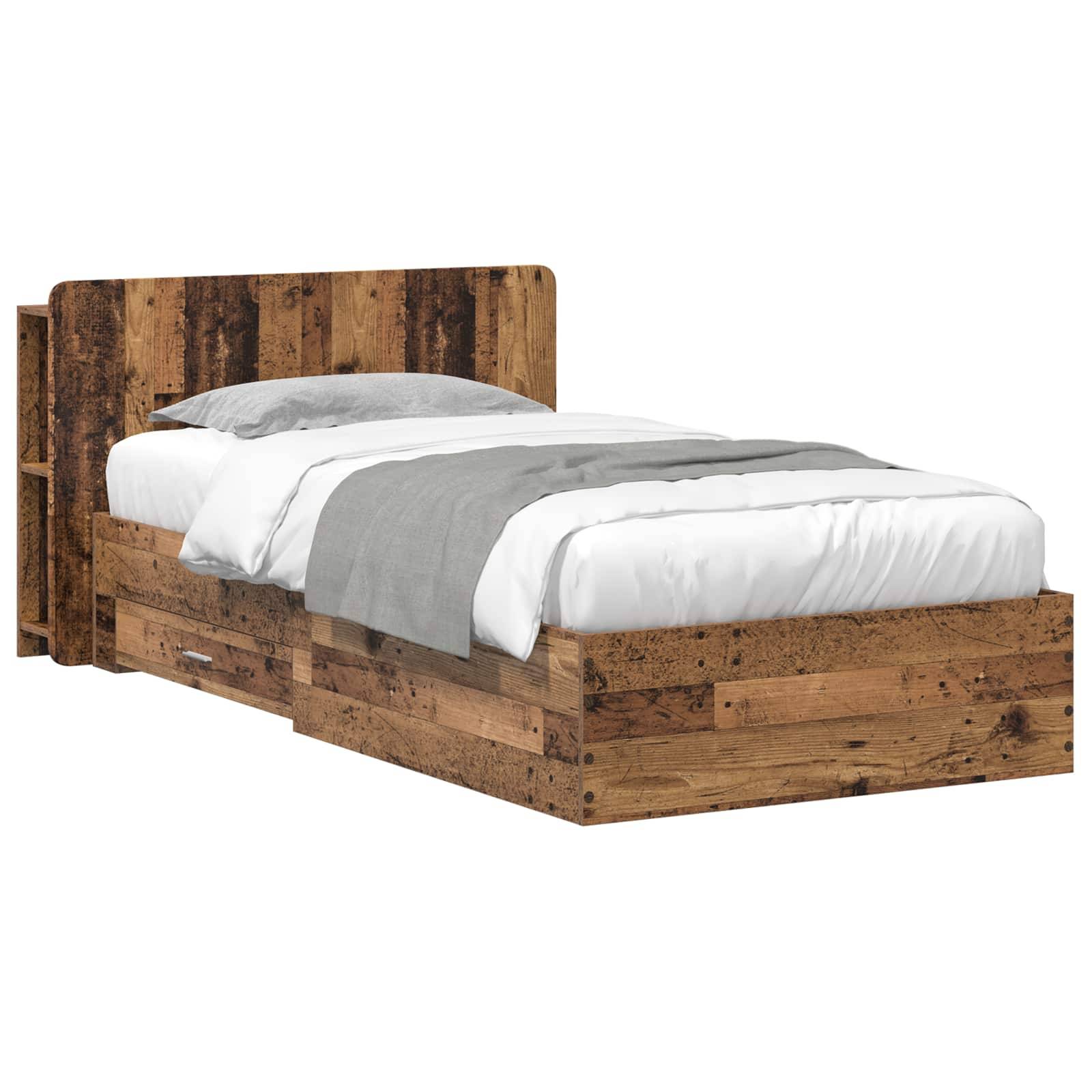 vidaXL Bettgestell mit Stauraum Altholz 80 x 200 cm Holzwerkstoff