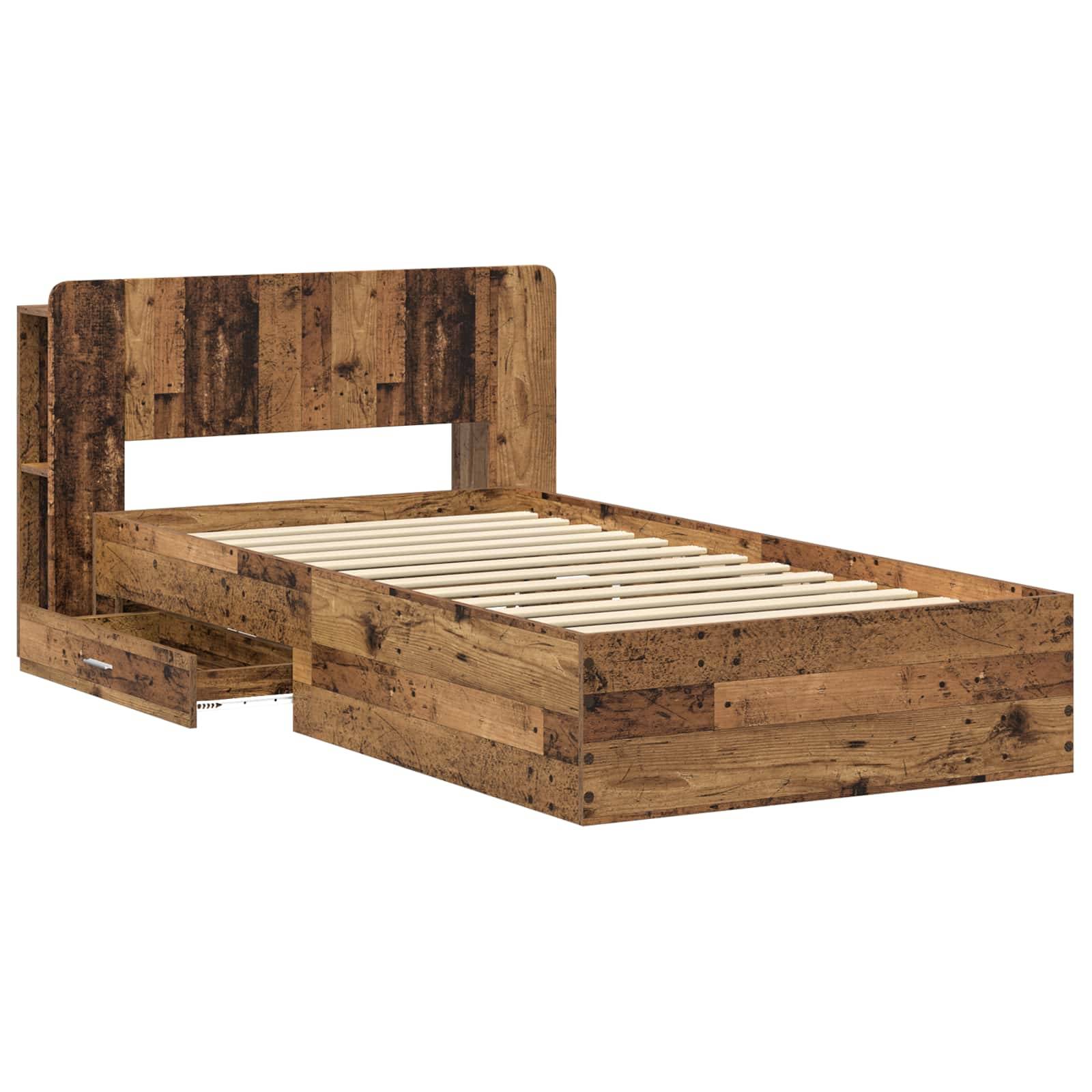 vidaXL Bettgestell mit Stauraum Altholz 80 x 200 cm Holzwerkstoff