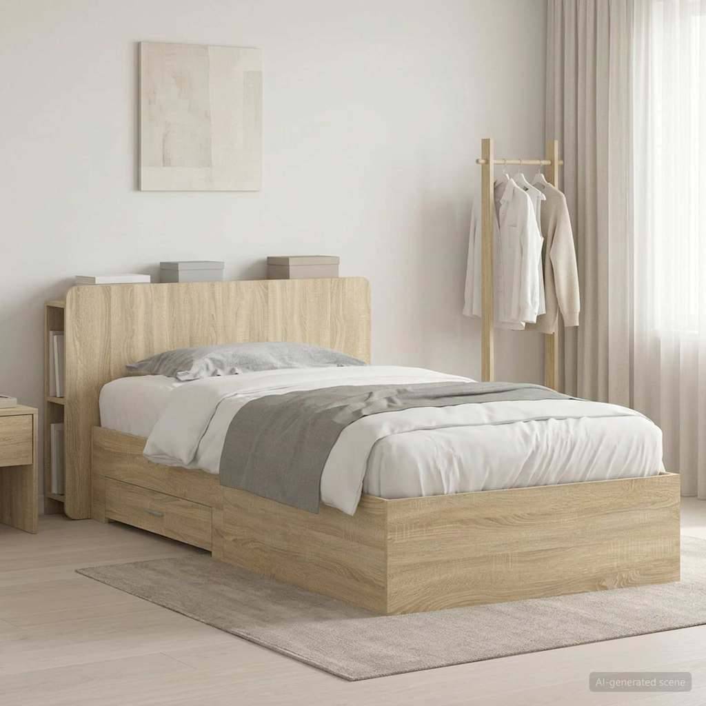 vidaXL Bettgestell mit Stauraum Sonoma-Eiche 80 x 200 cm Holzwerkstoff