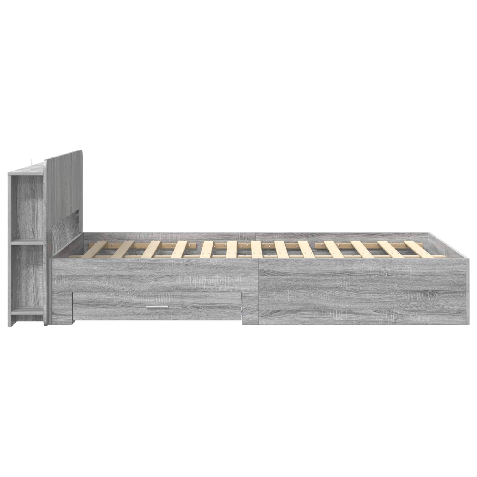 vidaXL Bettgestell mit Stauraum Grau Sonoma 120 x 190 cm Holzwerkstoff