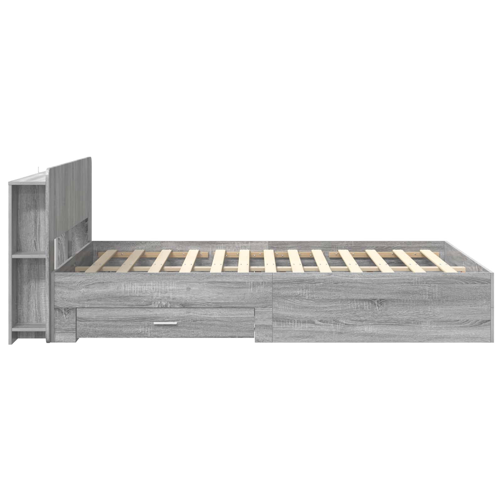 vidaXL Bettgestell mit Stauraum Grau Sonoma 140 x 200 cm Holzwerkstoff