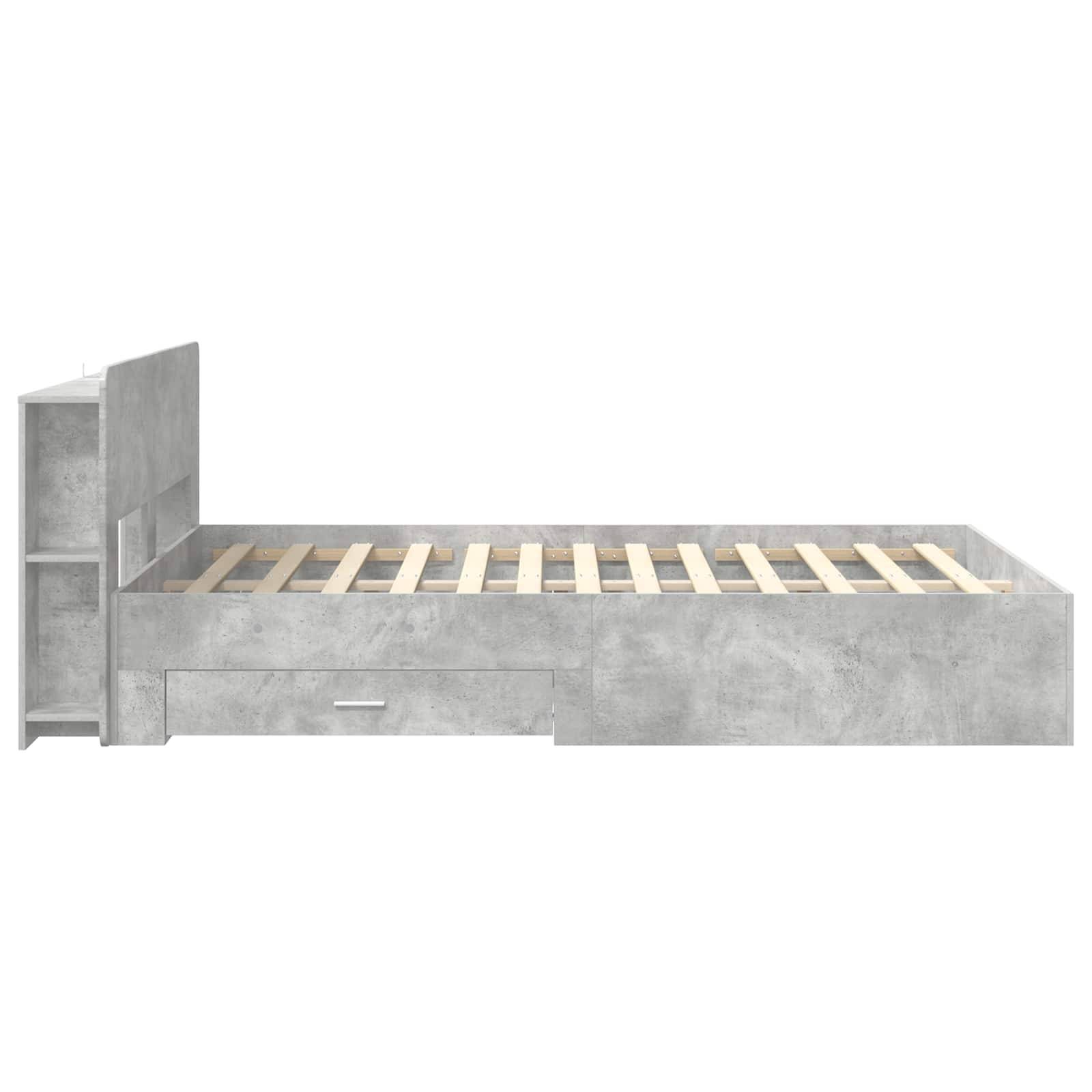 vidaXL Bettgestell mit Stauraum Betongrau 150 x 200 cm Holzwerkstoff