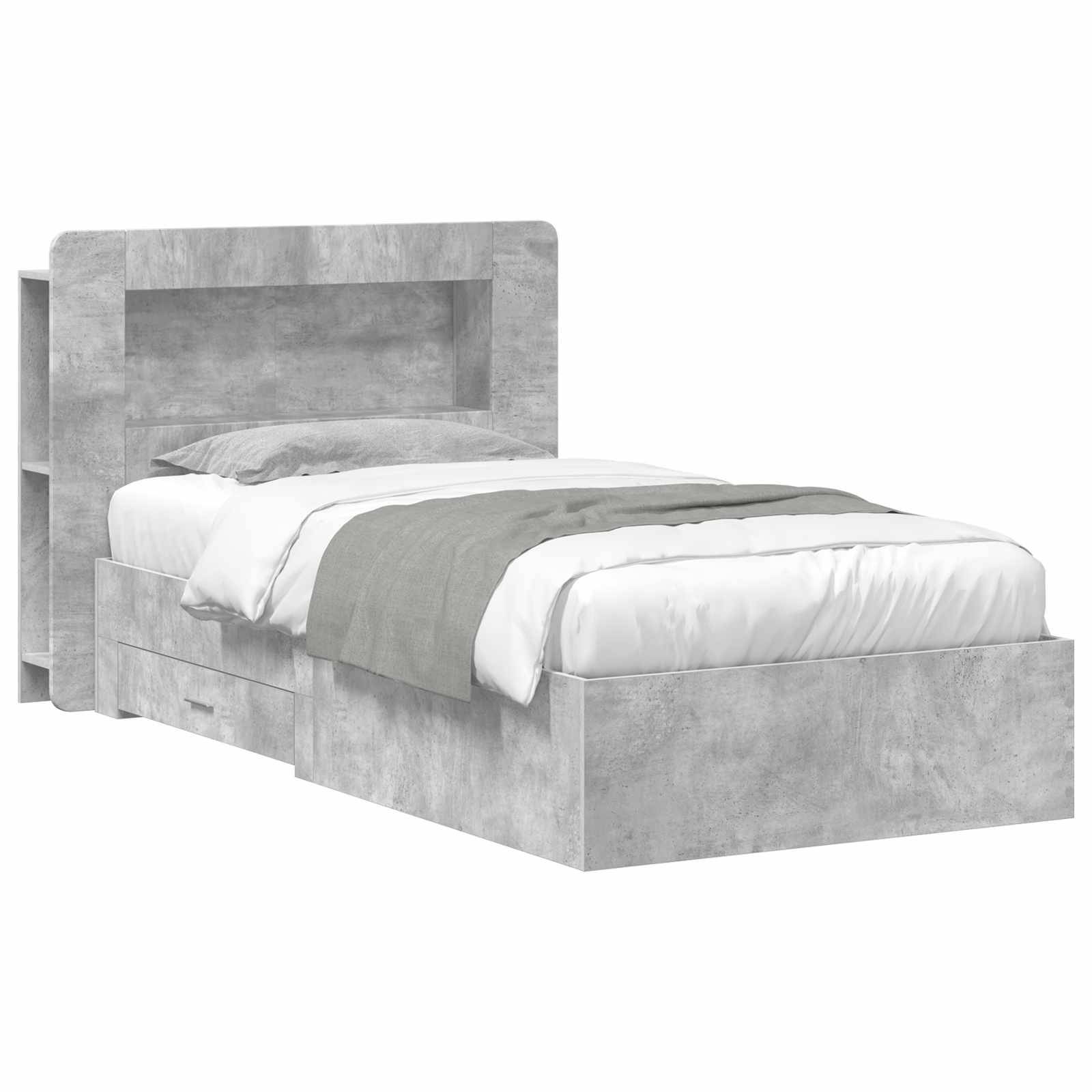 vidaXL Bettgestell mit Stauraum Betongrau 80 x 200 cm Holzwerkstoff