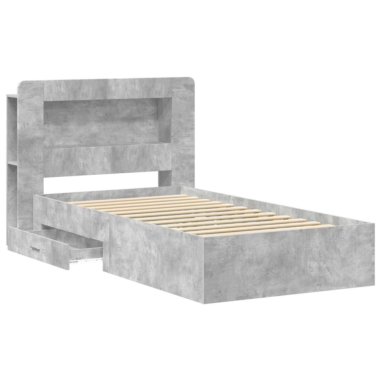 vidaXL Bettgestell mit Stauraum Betongrau 80 x 200 cm Holzwerkstoff